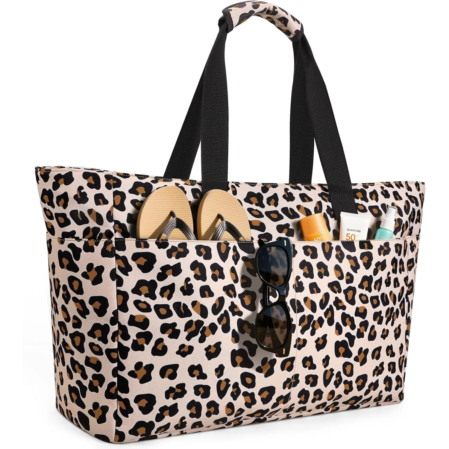 ISEYOU Strandtasche XXL Familie, Groß Strandtasche mit Reißverschluss Wasserdicht Sanddicht, Handtasche Umhängetasche D…