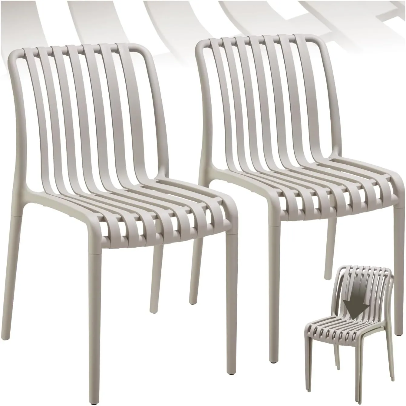 tectake® Gartenstühle stapelbar, Gartenmöbel Set, Balkon Möbel, Bistro Set, Sessel, Outdoor Möbel, Balkonmöbel, Terrass…