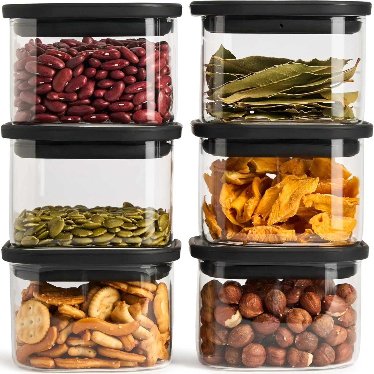 Vorratsgläser eckig mit Glasdeckel 400ml [6er Set]