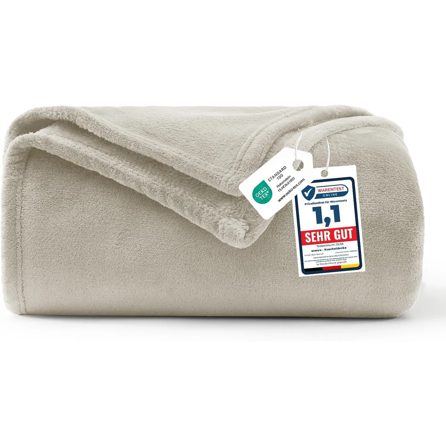 WAVVE Kuscheldecke Flauschig Decke Tagesdecke 150x200 - Sofadecke Beige