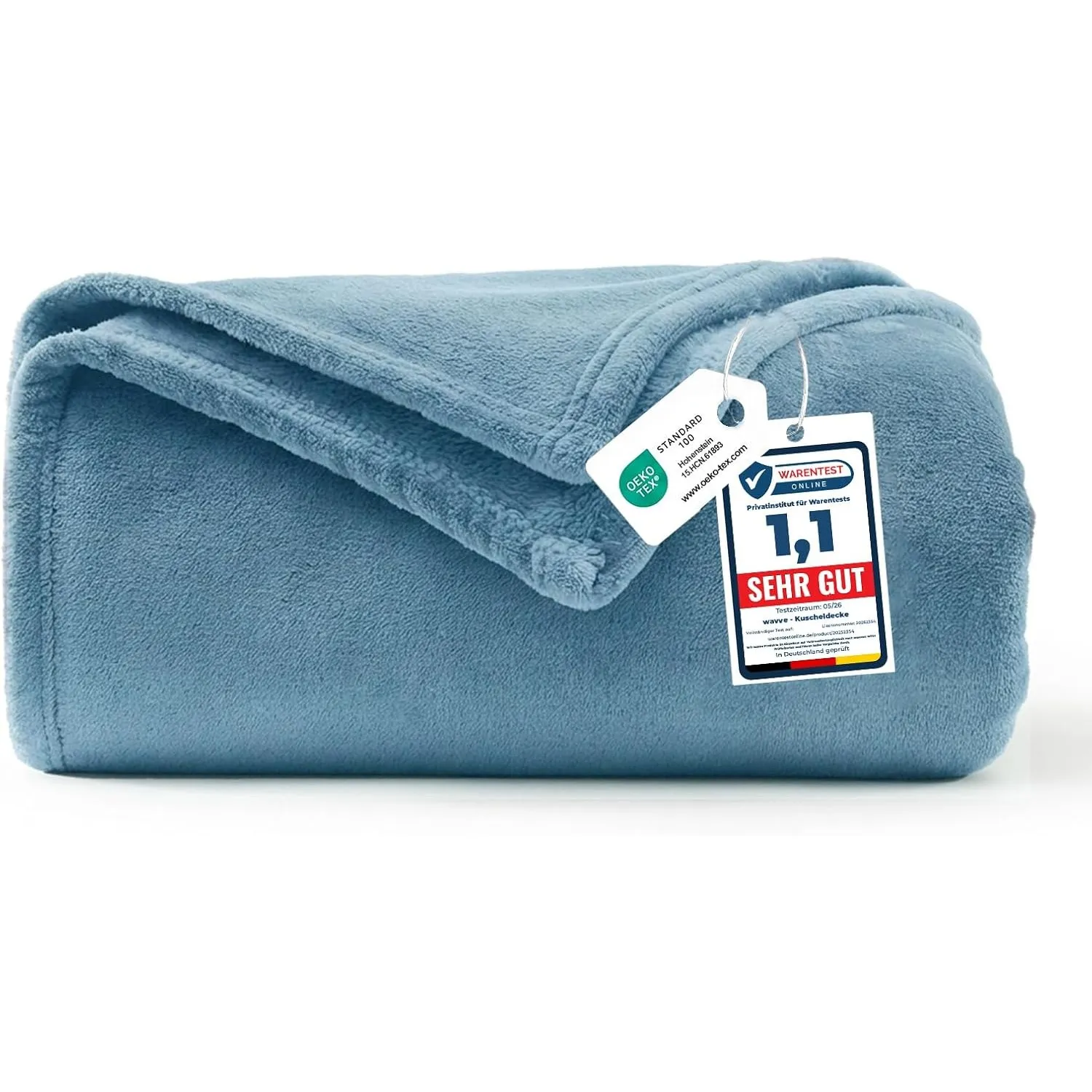 WAVVE Kuscheldecke Flauschig Decke Tagesdecke 150x200 - Sofadecke Blau