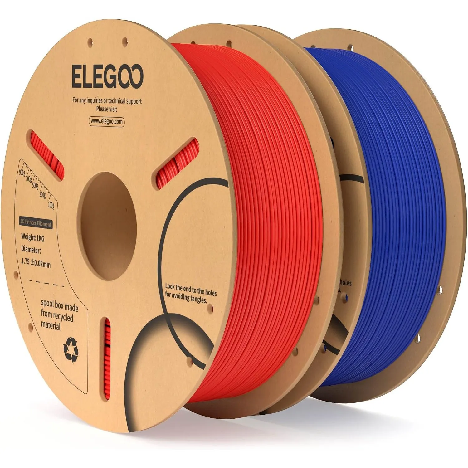 ELEGOO PLA Filament 1.75mm, 3D Drucker Filament PLA Blau Rot 2KG