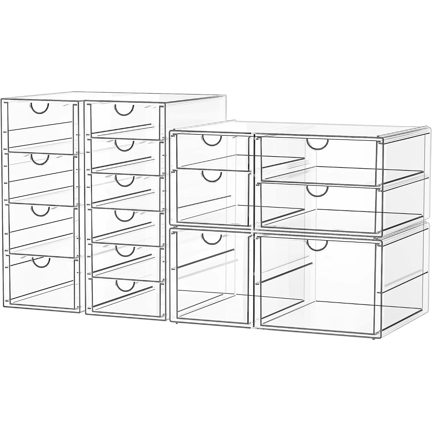 SortNStore Makeup-Organizer 4er-Set 16 Schubladen Anti-Rutsch-Pads