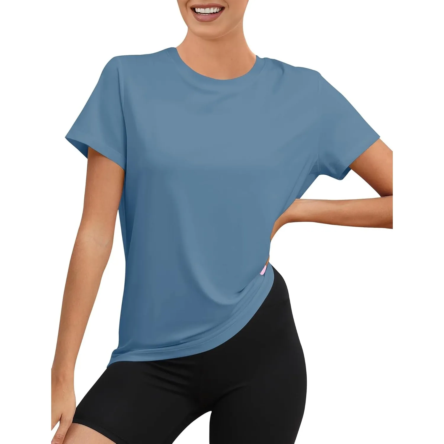 Rapbin Sportshirt Damen Kurzarm, UPF 50+ Basic Leichtes Atmungsaktiv Trocken Funktions Sport Oberteile Damen Rundhals S…