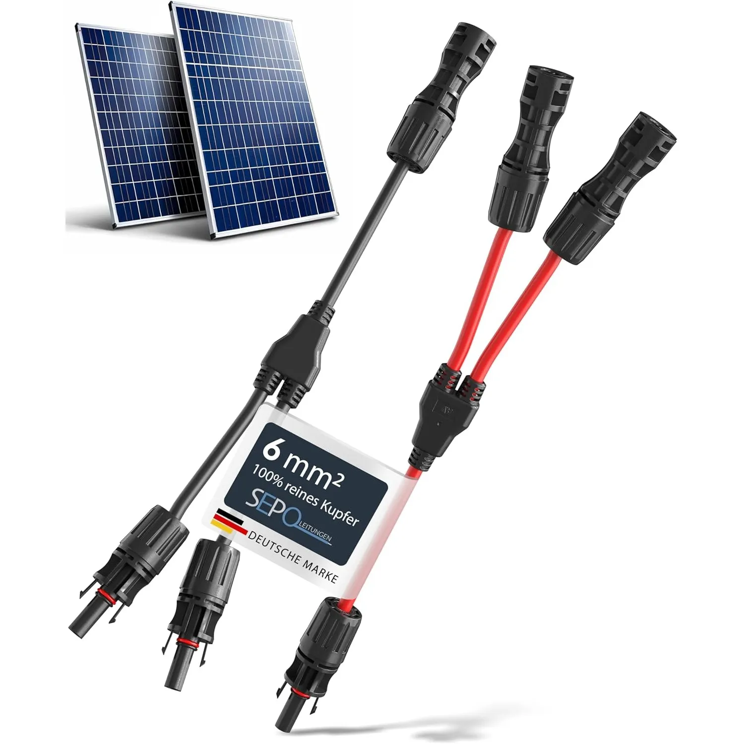 2X Y-Stecker 6mm² für Solarkabel – MC4 Y Kabel Verteiler 2 auf 1 – PV Y Adapter für Photovoltaik & Solarmodule – wasser…