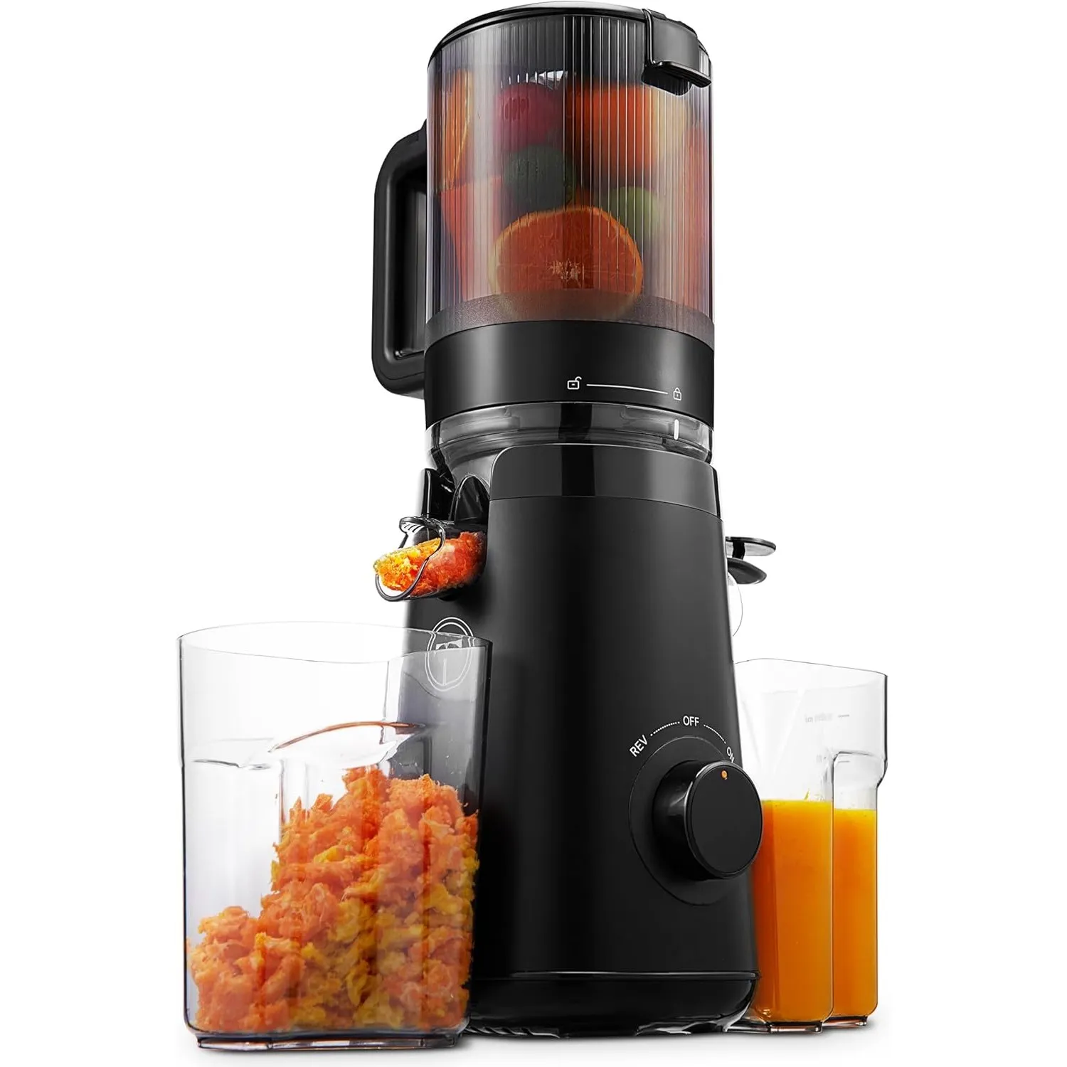 TUUMIIST 135MM Entsafter Slow Juicer, 1,8 L für ganze Früchte, Glanzschwarz
