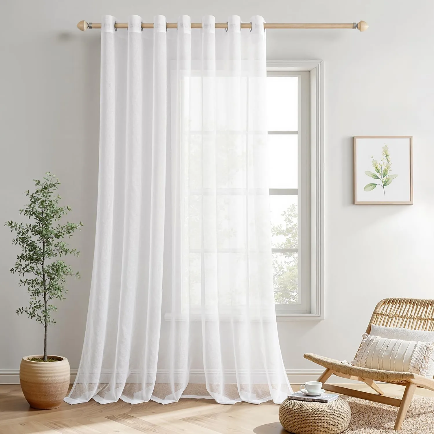 MIULEE Sheer Voile Vorhang mit Ösen Transparente Optik Gardine Ösenvorhang Ösenschal Transparent Durchsichtig für Schla…