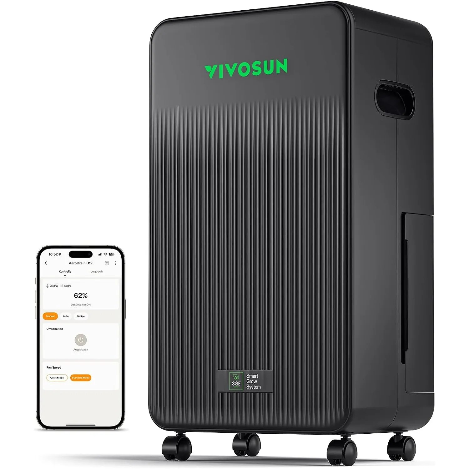 VIVOSUN Luftentfeuchter 12L/Tag, VPD-, APP-Steuerung, 24H Timer