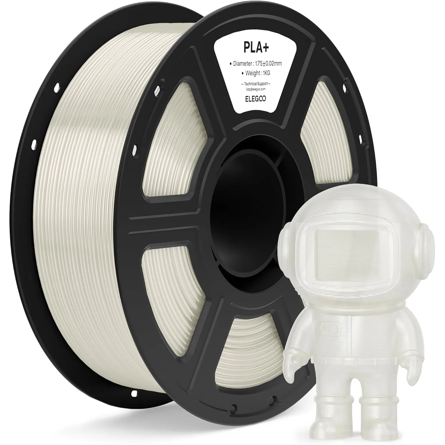 ELEGOO PLA+ Filament 1.75mm Durchscheinend 1kg, 3D Drucker Filament