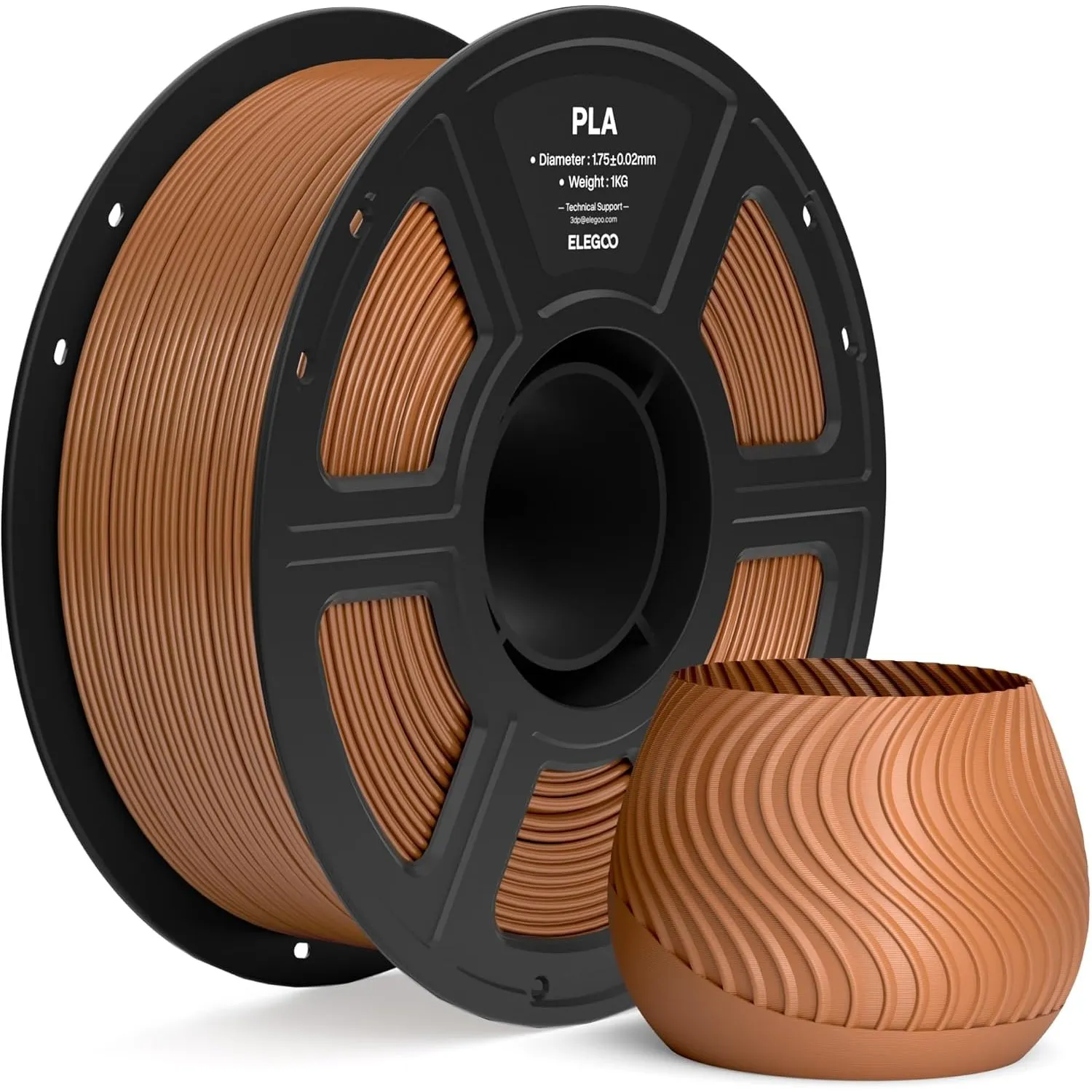 ELEGOO PLA Filament 1,75mm Braun 1KG, 3D Drucker Filament PLA