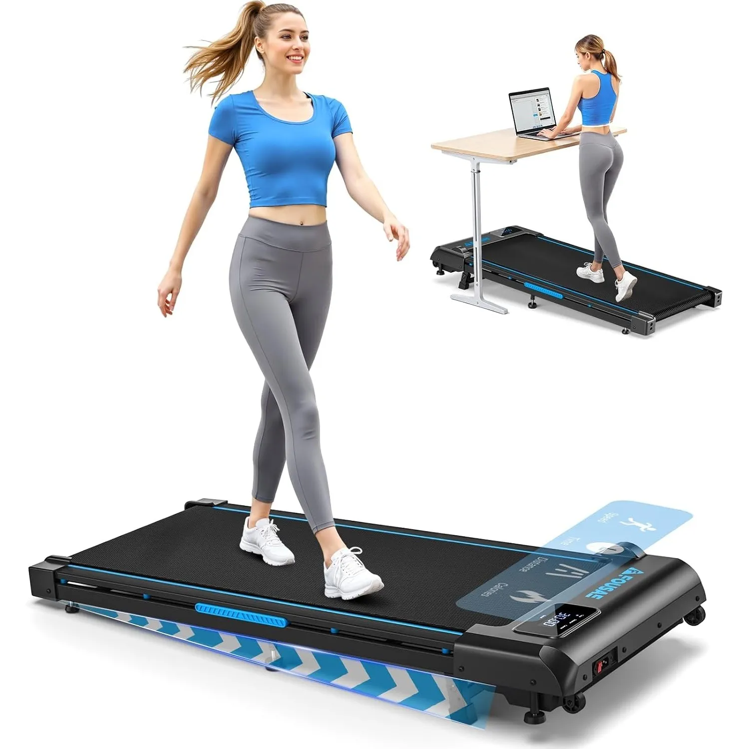 Walking Pad, 1-10 km/h Laufband für Zuhause mit 9% Steigung, 2.5HP Walking Machine mit LED-Anzeige, Fernbedienung, 12 P…