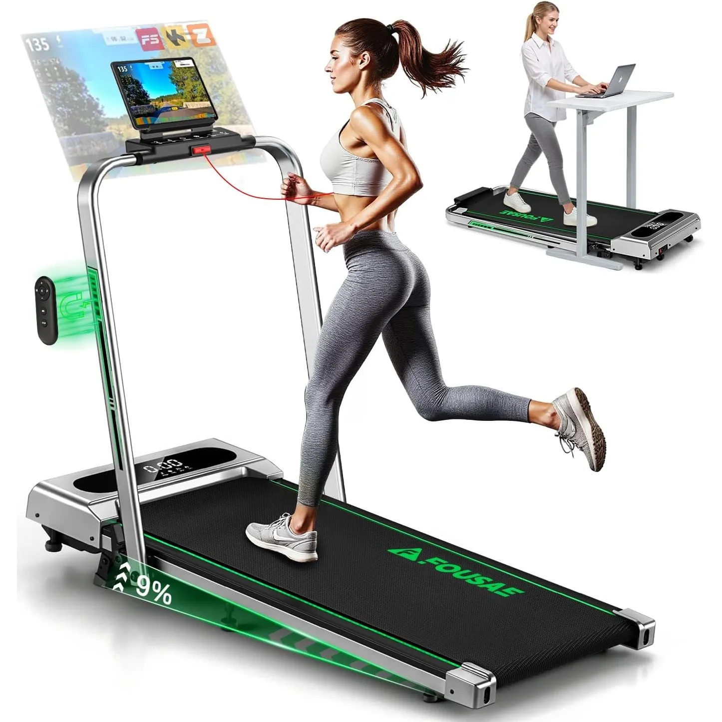 Laufband für Zuhause, 5 in 1 Walking Pad, 12km/h Klappbar Laufband mit 10% Steigung, 2.75HP bürstenlosem Motor Walking …