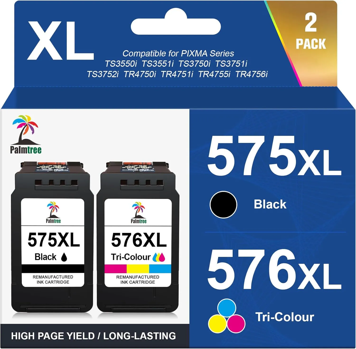 Palmtree PG-575XL CL-576XL Printer Cartridges 575 XL 576 XL Compatible with Canon 575 576 for Canon PIXMA TS3550i TS355…