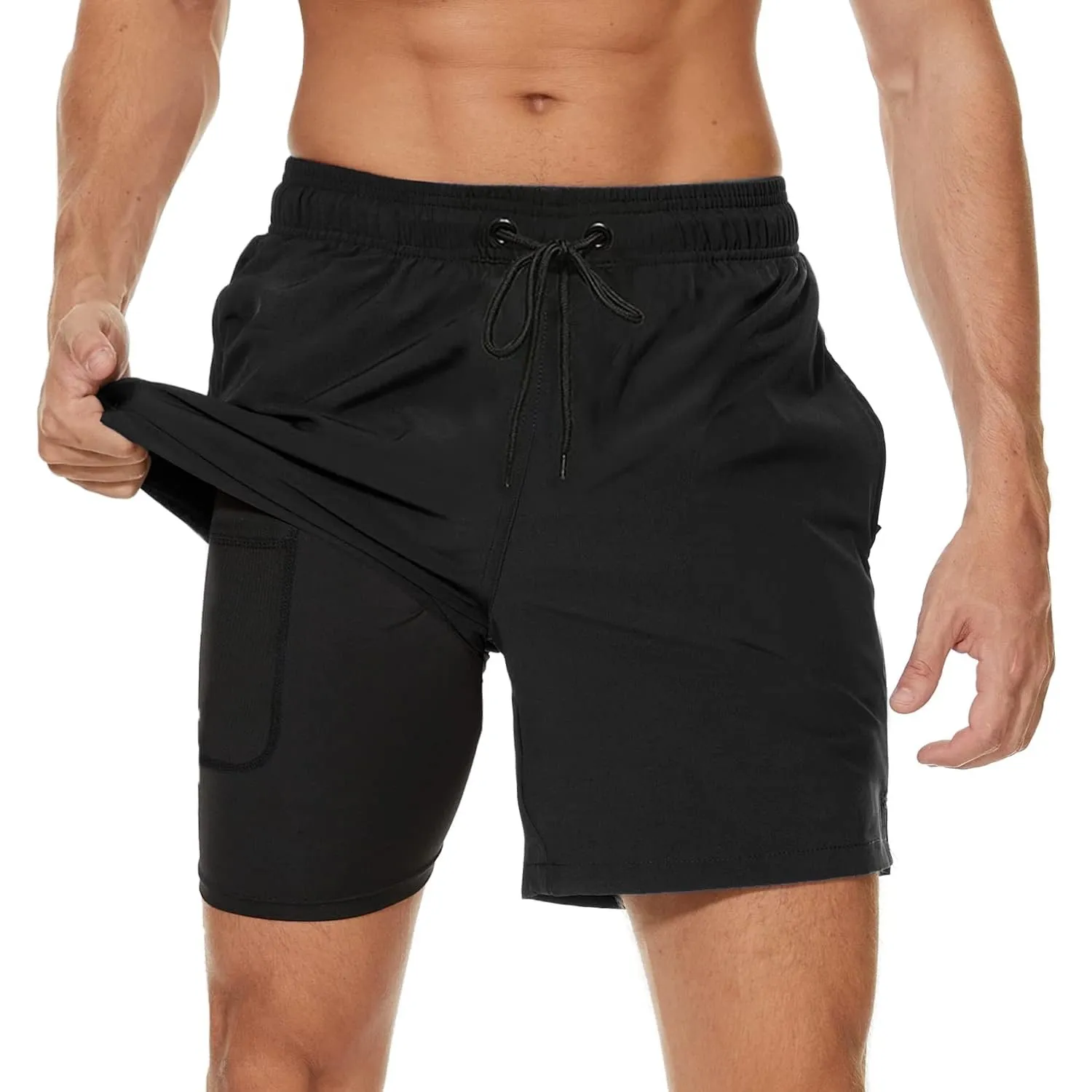 Arcweg Badehose für Herren mit Kompression Liner 2 in 1 Atmungsaktiv Badeshorts Männer Elastisch Trainingsshorts Verste…