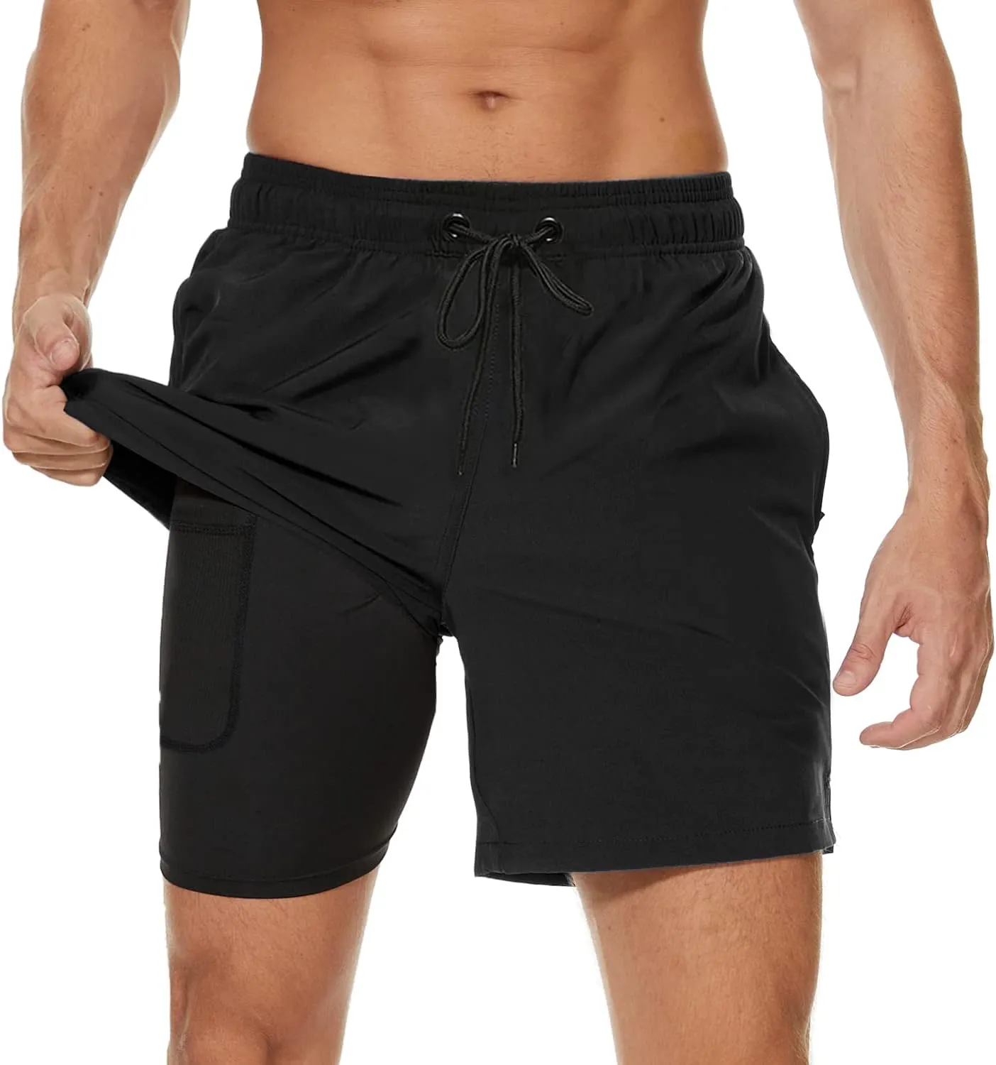 Arcweg Swimming Trunks for Men, with Compression Liner, 2-in-1 Breathable Swimming Shorts, Elasticated Training Shorts,…
