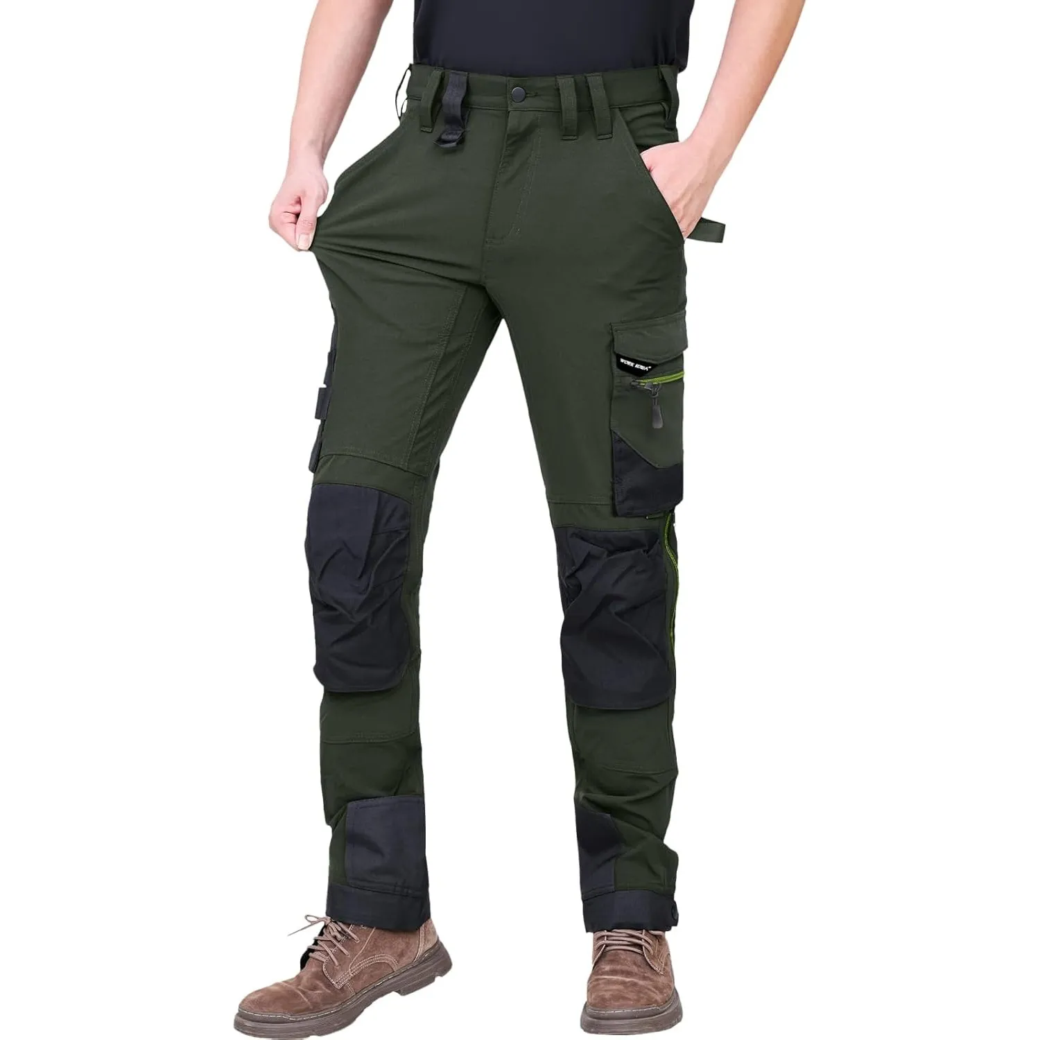WORK IDEA Herren Slim-Fit Stretch Arbeitshose: Kritische Stoffbereiche aus Cordura – strapazierfähige Eleganz für vielf…