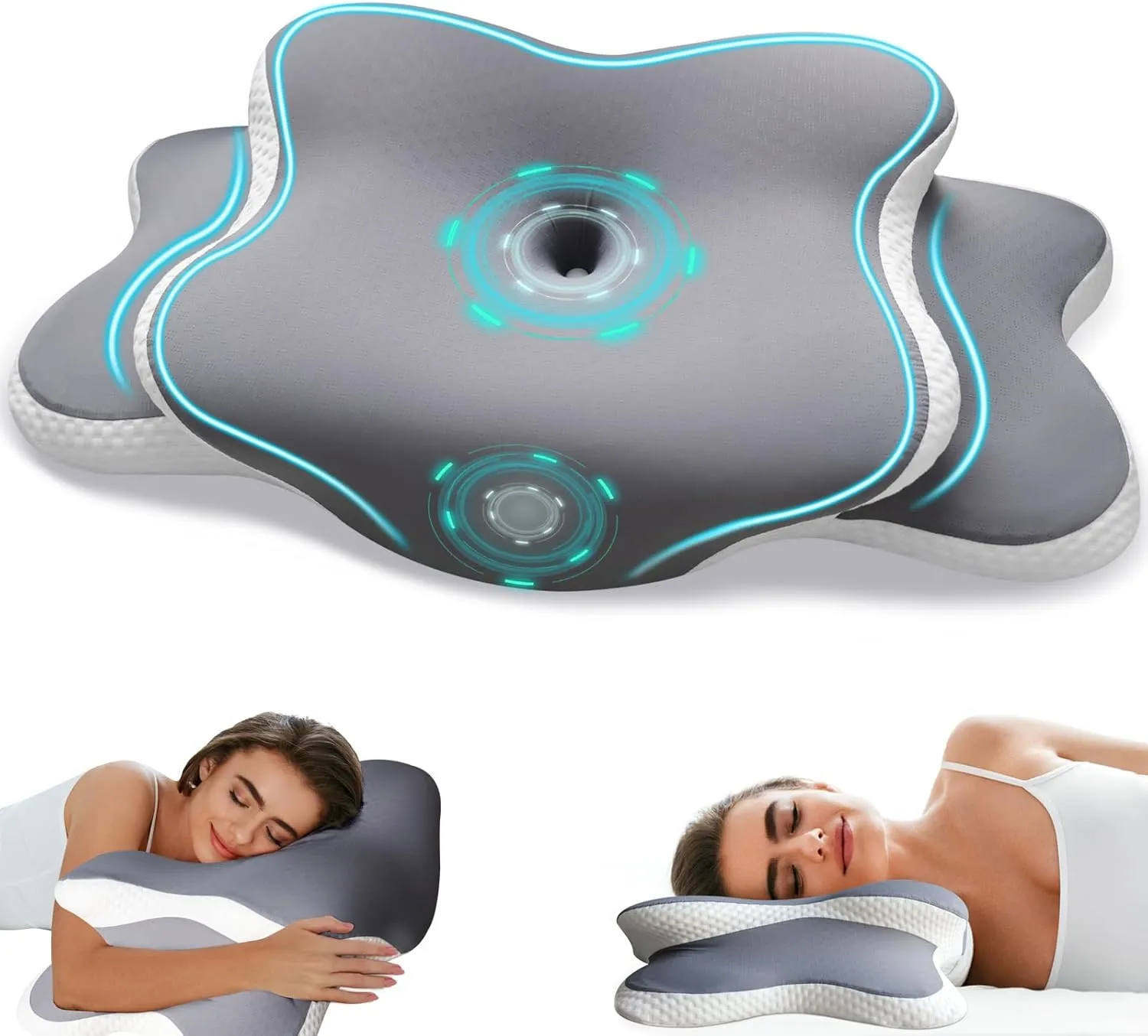Nackenkissen Kopfkissen - Ergonomisches Kopfkissen für Seiten, Rücken & Bauchschläfer, Memory Foam Kissen mit Kühlung A…