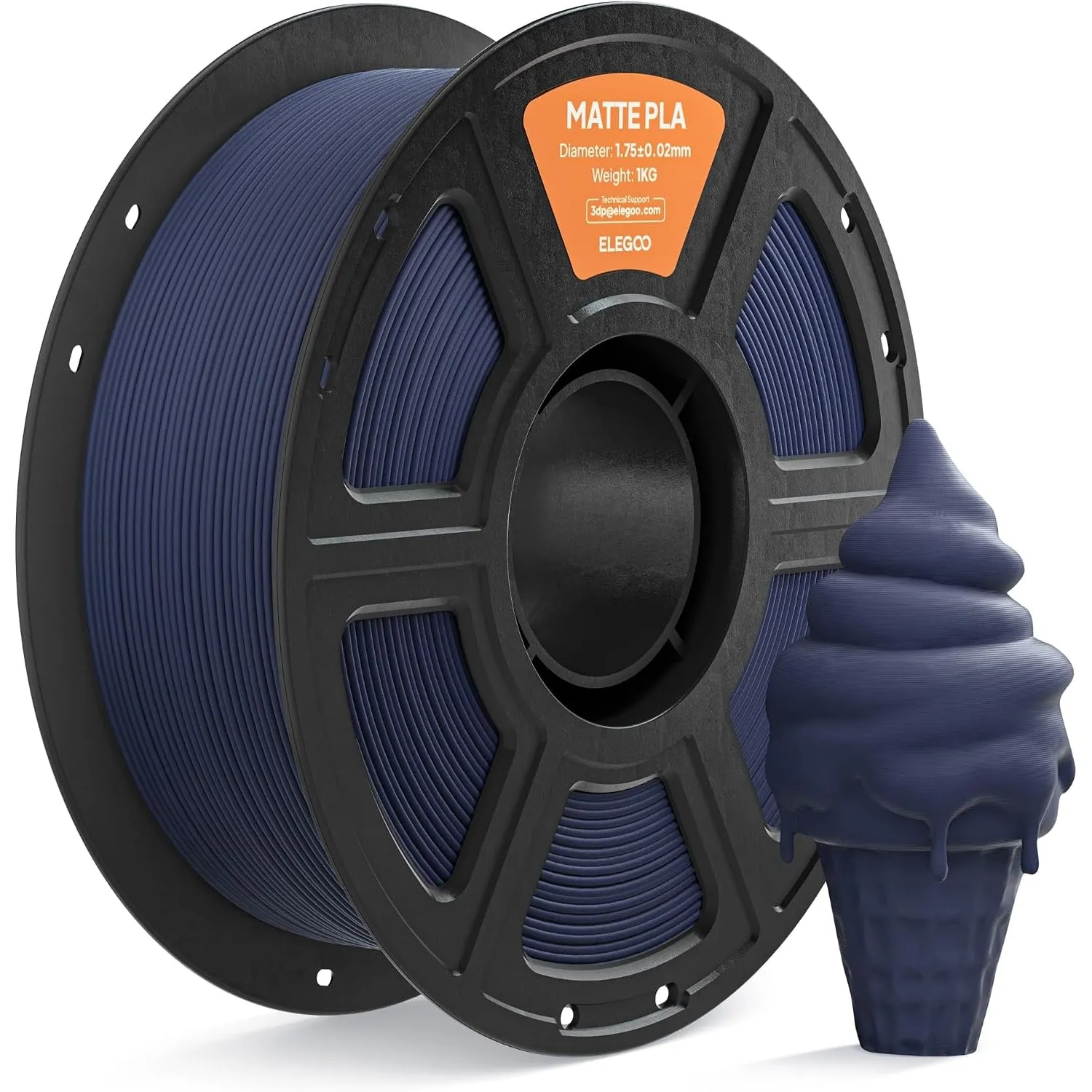 ELEGOO Matte PLA Filament 1.75mm Marineblau 1KG, 3D Drucker Filament PLA