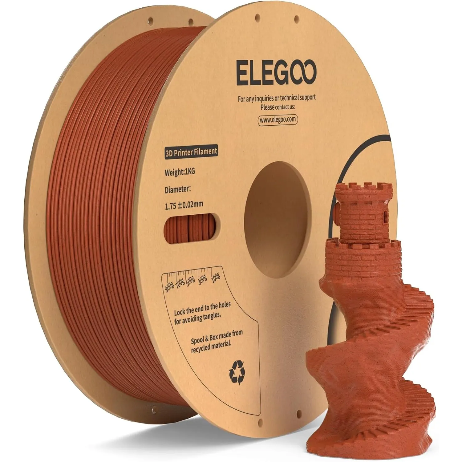 ELEGOO PLA Filament 1.75mm Marmor Ziegelrot 1KG
