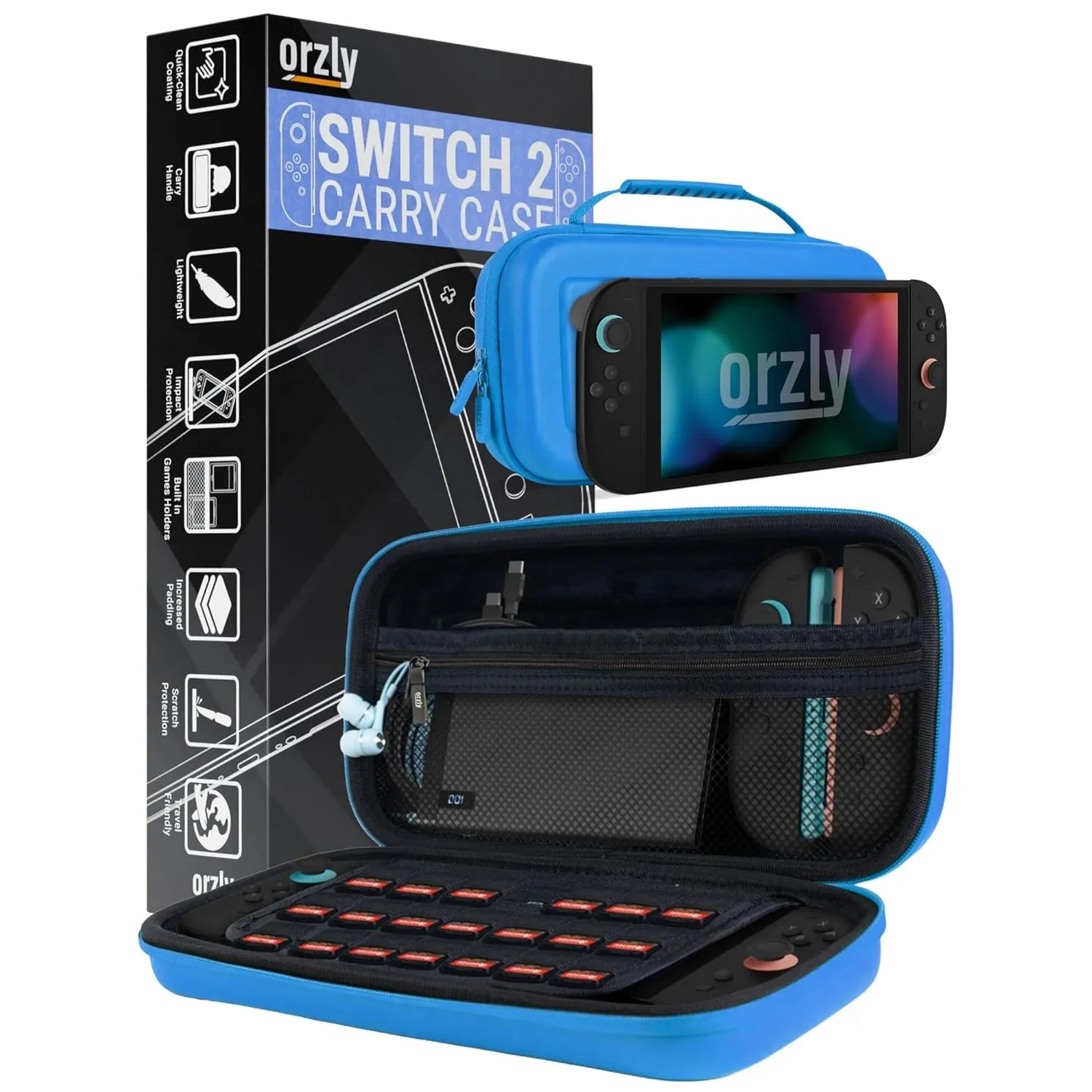 Orzly Tragetasche für die Nintendo Switch 2 (2025) Konsole, 7,9 Zoll Bildschirmschutz, Hartschalenetui mit intelligente…