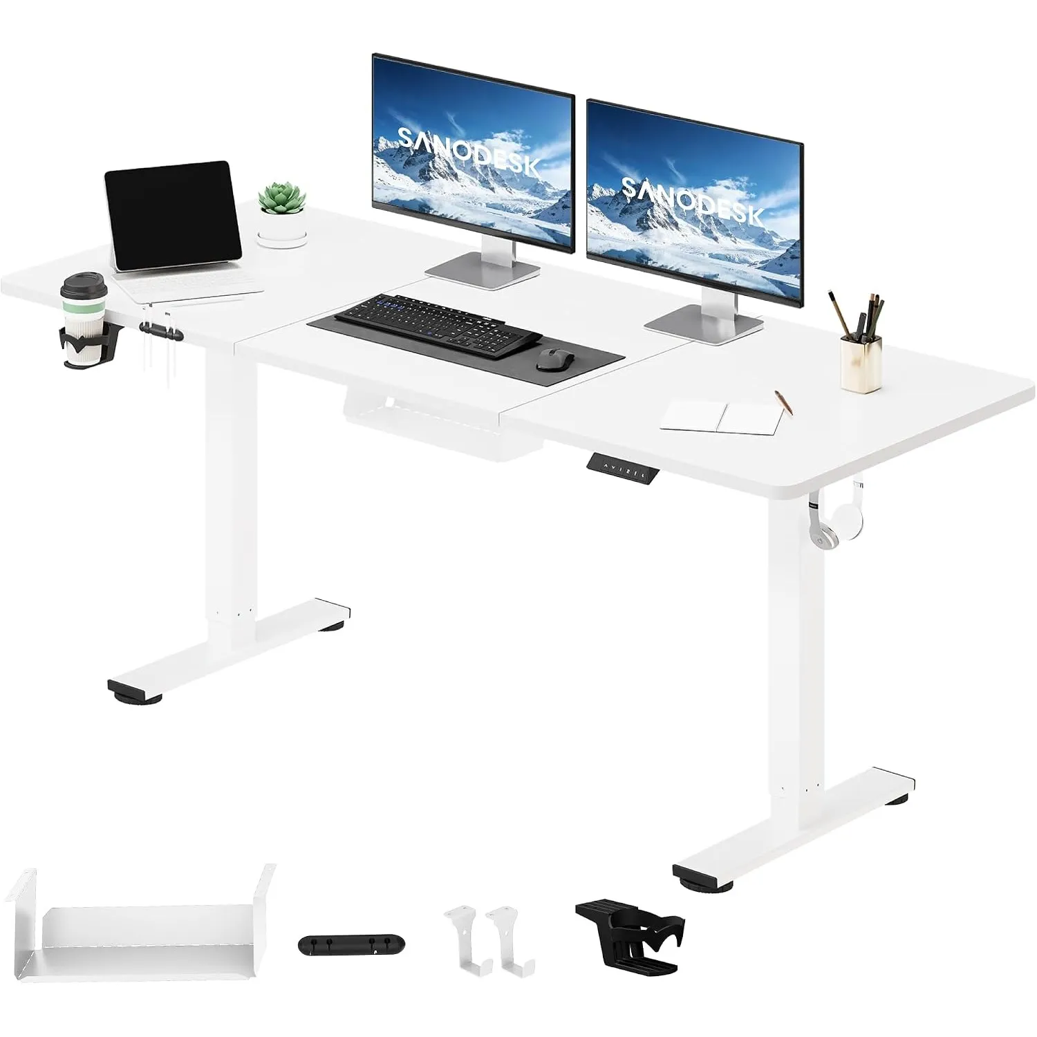 SANODESK Höhenverstellbarer Schreibtisch elektrisch 160x60 cm