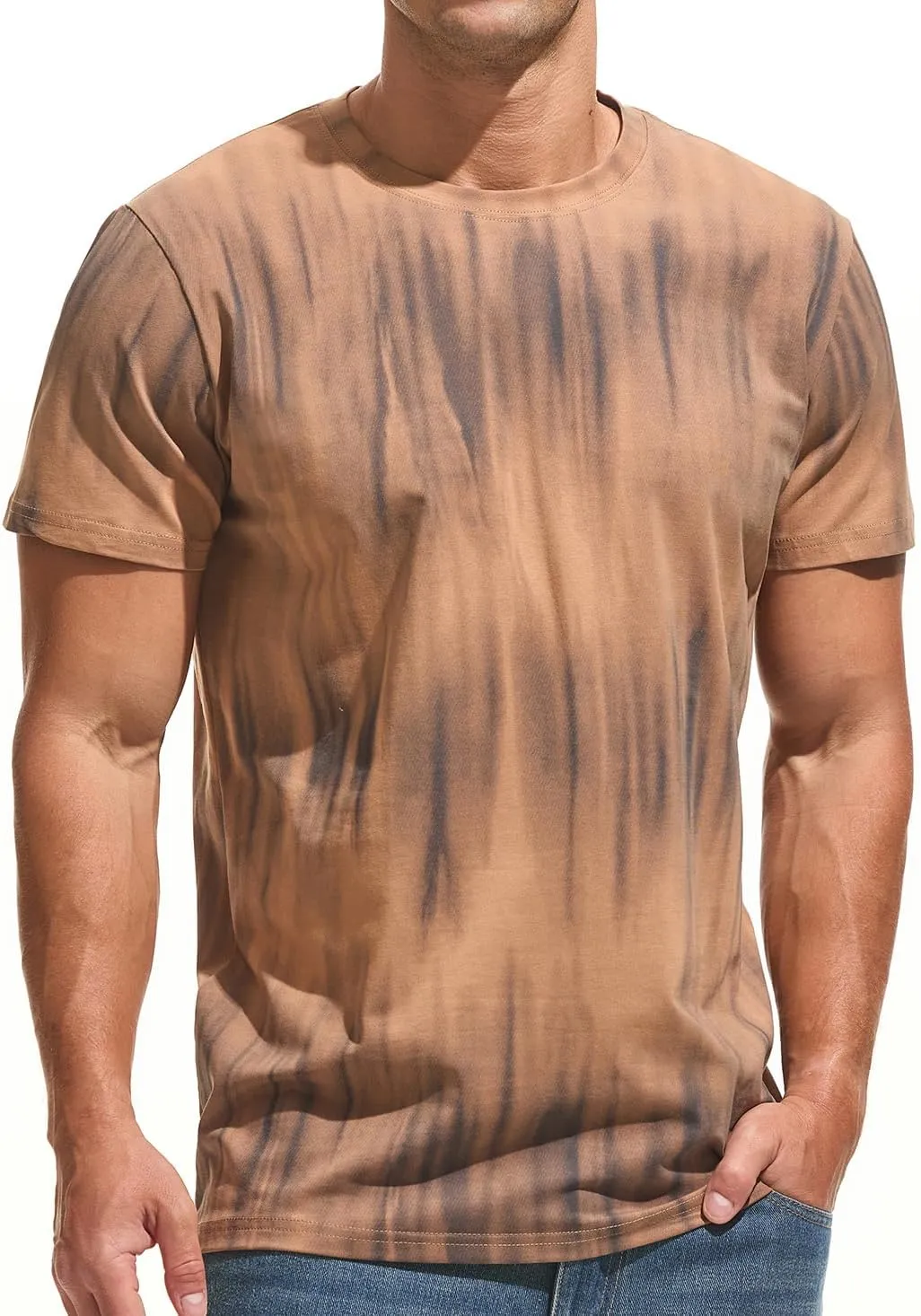 USALL Men's Summer Print T-Shirt 95% Cotton Casual Breathable Men's T-Shirt Short Sleeve