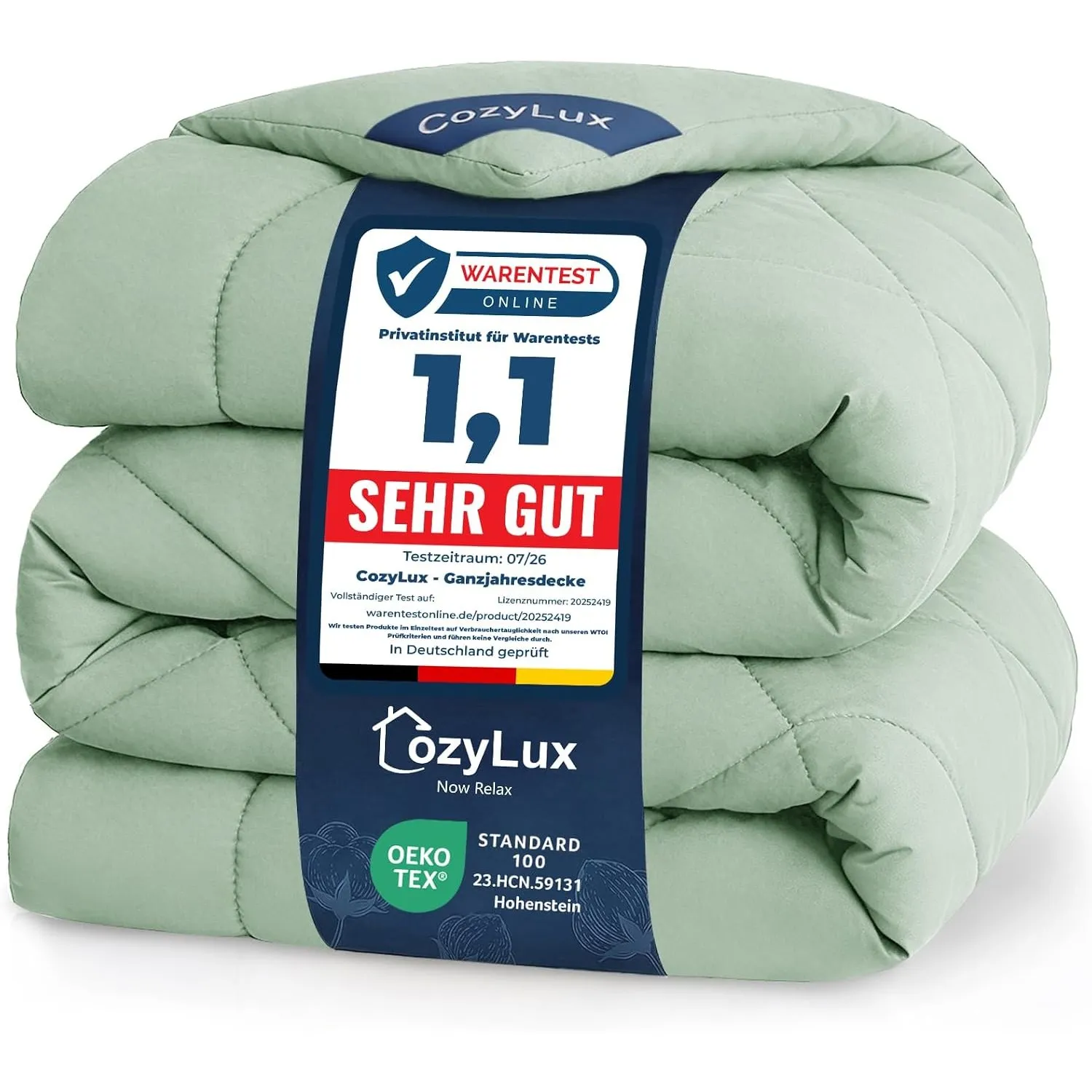CozyLux Bettdecke 155x220 cm Salbeigrün für 4 Jahreszeiten