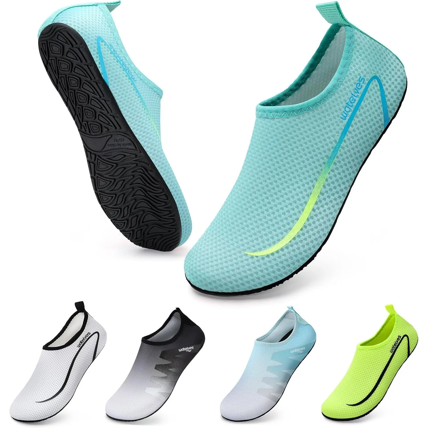 WateLves Wasserschuhe Badeschuhe Damen Herren Aquaschuhe Strandschuhe Schnell Trocknend Slip on Breathable Surfschuhe U…