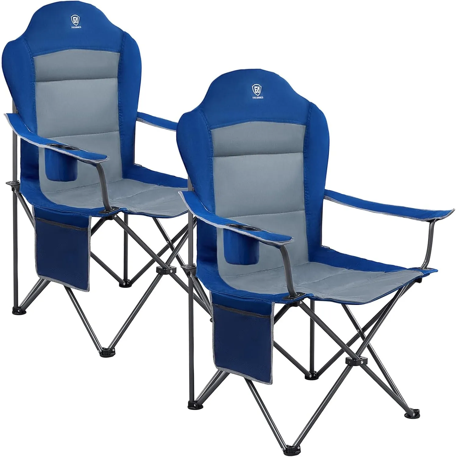 EVER ADVANCED Luxus Campingstuhl Faltbar 160 KG Belastbar Ultragroß mit Hochlehner Bequem Gepolster Klappstuhl Camping …