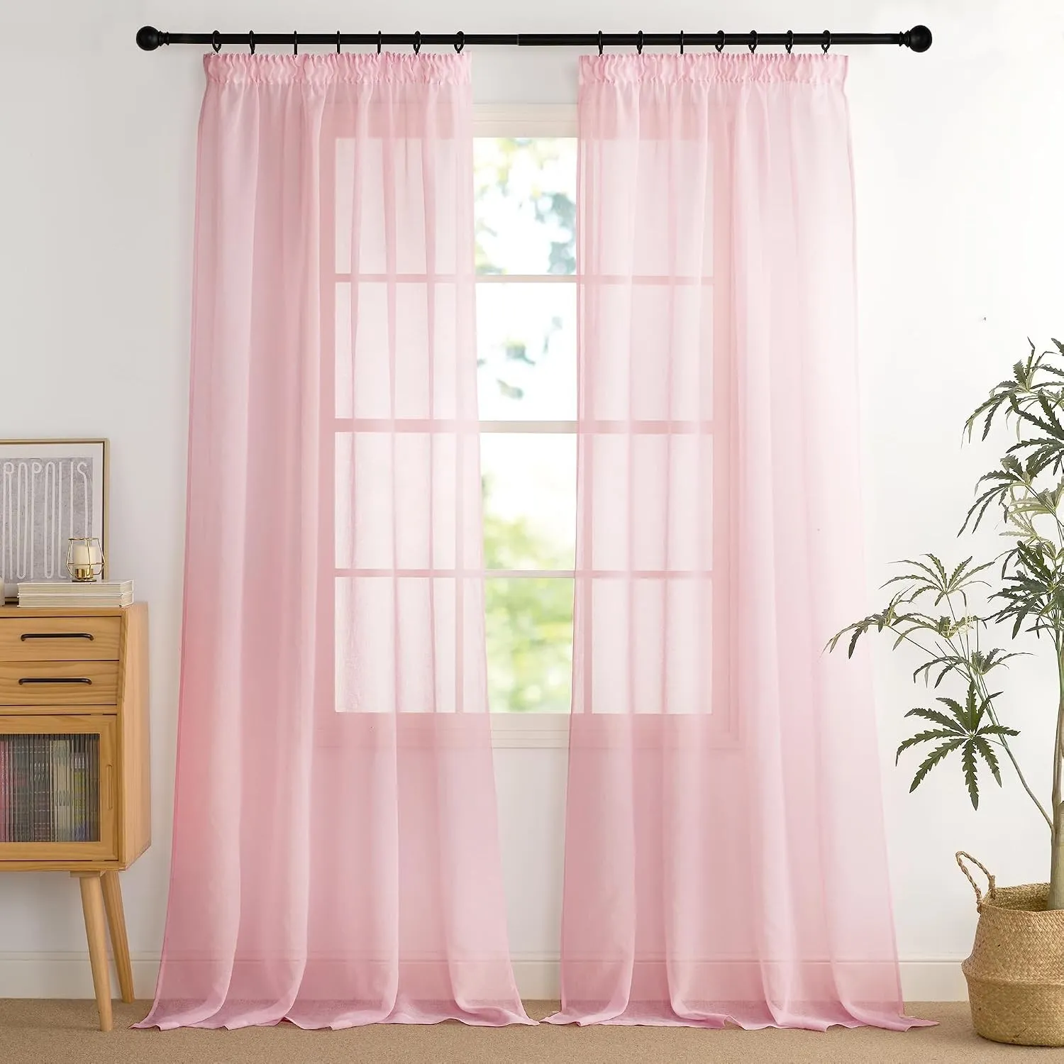 PONY DANCE Stores Gardinen mit Kräuselband Vorhang Transparent Wohnzimmer