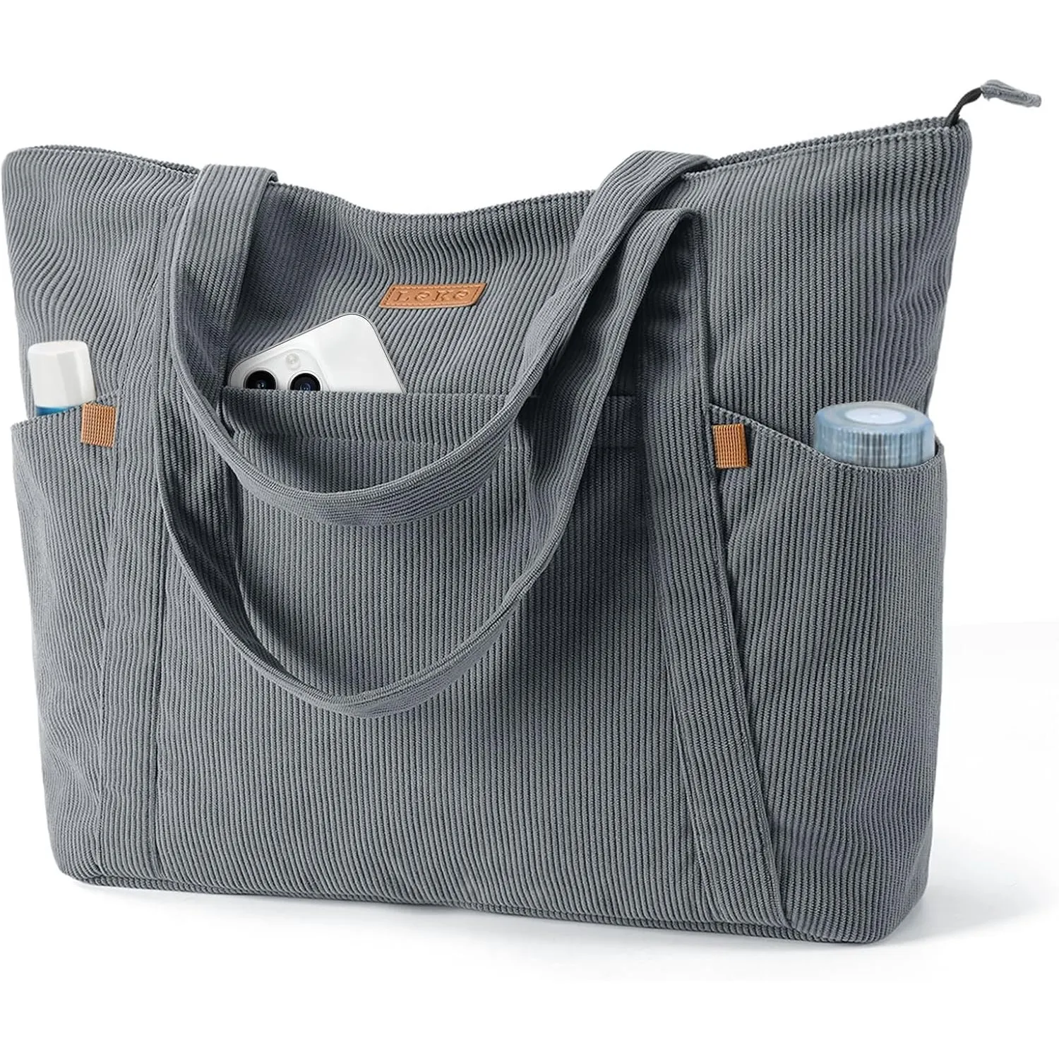 Cord Tasche Damen, Groß Tote Bag Strandtasche mit Reißverschluss