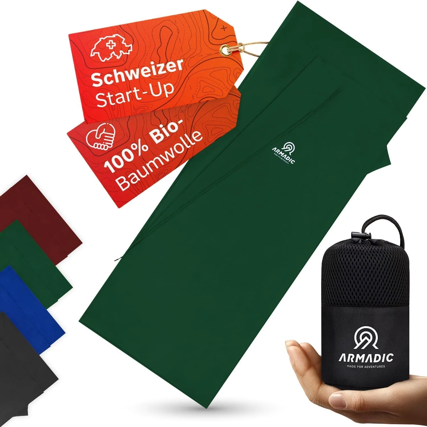 Hüttenschlafsack aus Mikrofaser oder Bio-Baumwolle (nur 230g / 370g) - Ultra leicht, klein und dünn. Reiseschlafsack, S…