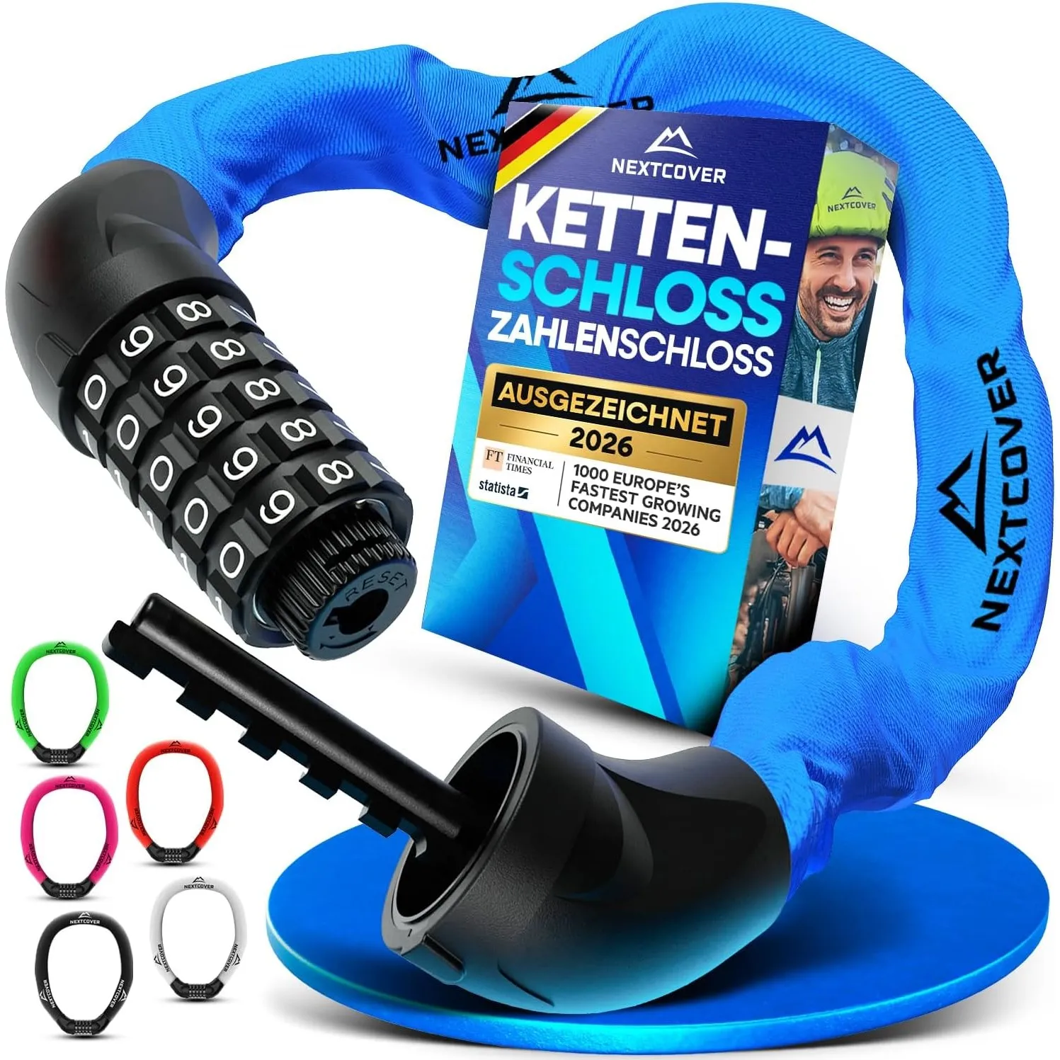 NEXTCOVER® Fahrradschloss LockOne mit Zahlencode I - [SAFESECURE] Zahlenschloss hohe Sicherheit Fahrradschloss Zahlensc…