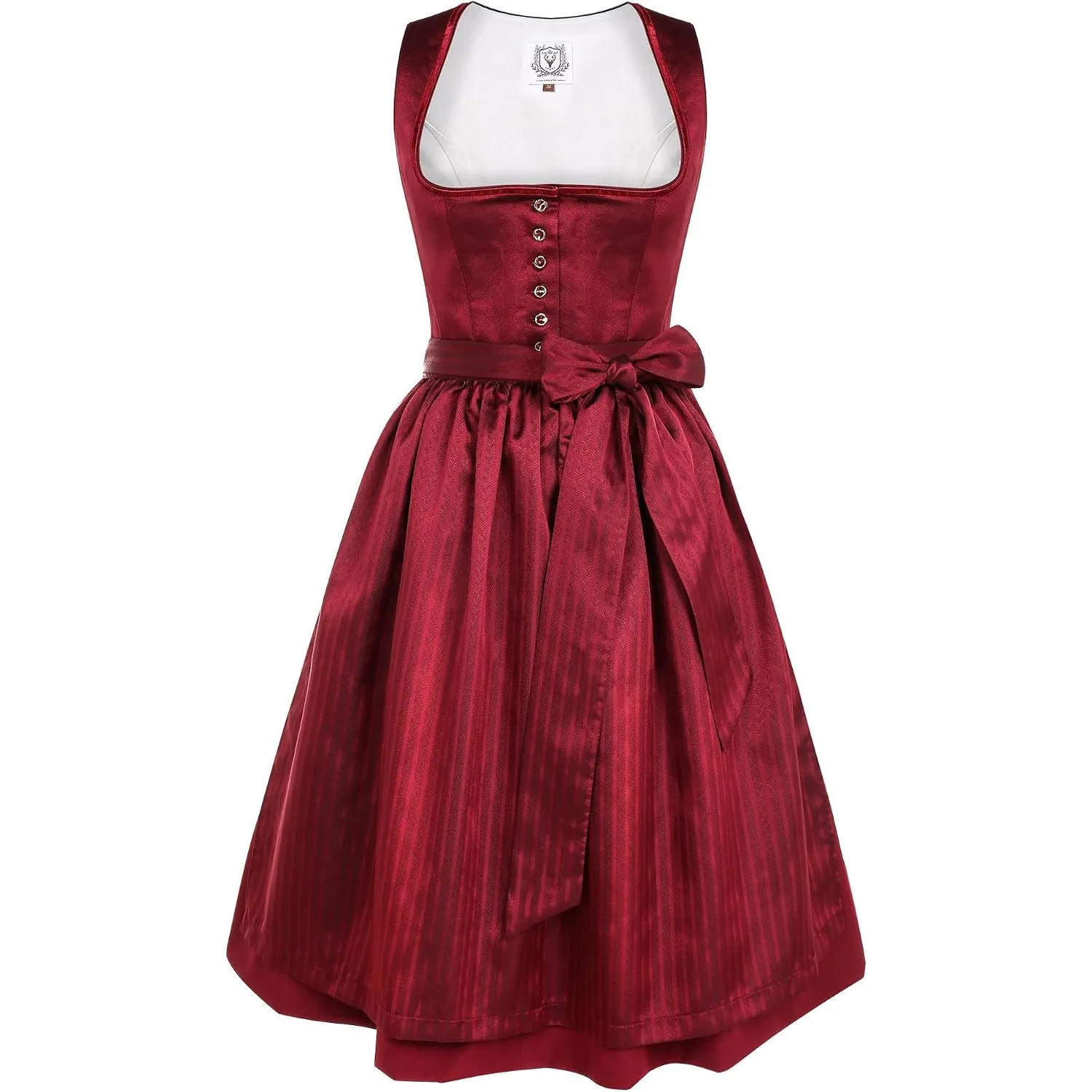 DIRNDLSTERN Damen Midi Rot –Trachtenkleid Damen Dirndlkleid mit Plissee Dirndlschürze für Oktoberfest