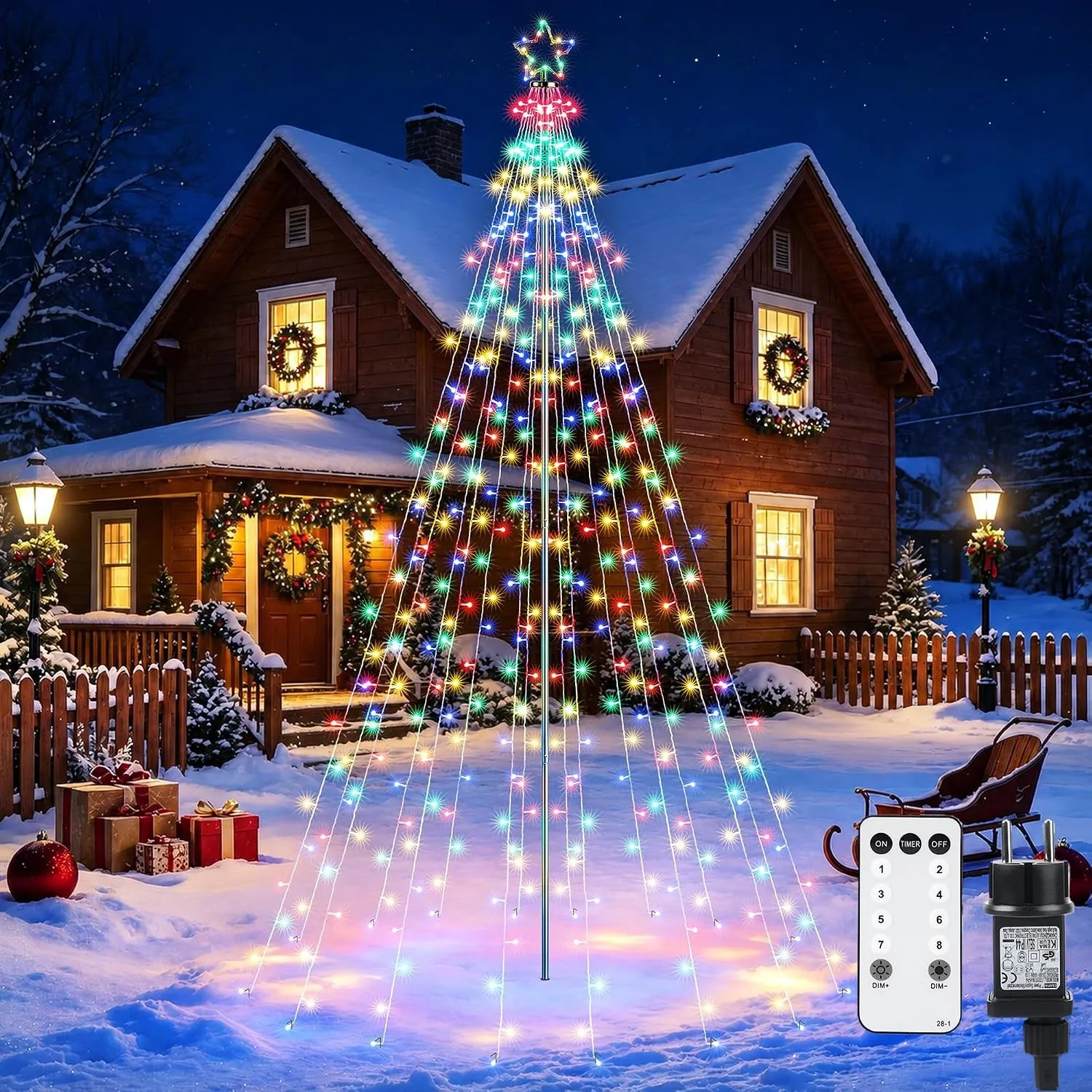 Joomer Weihnachtsbeleuchtung Außen 274 LED 2,3M Bunt Dimmbar