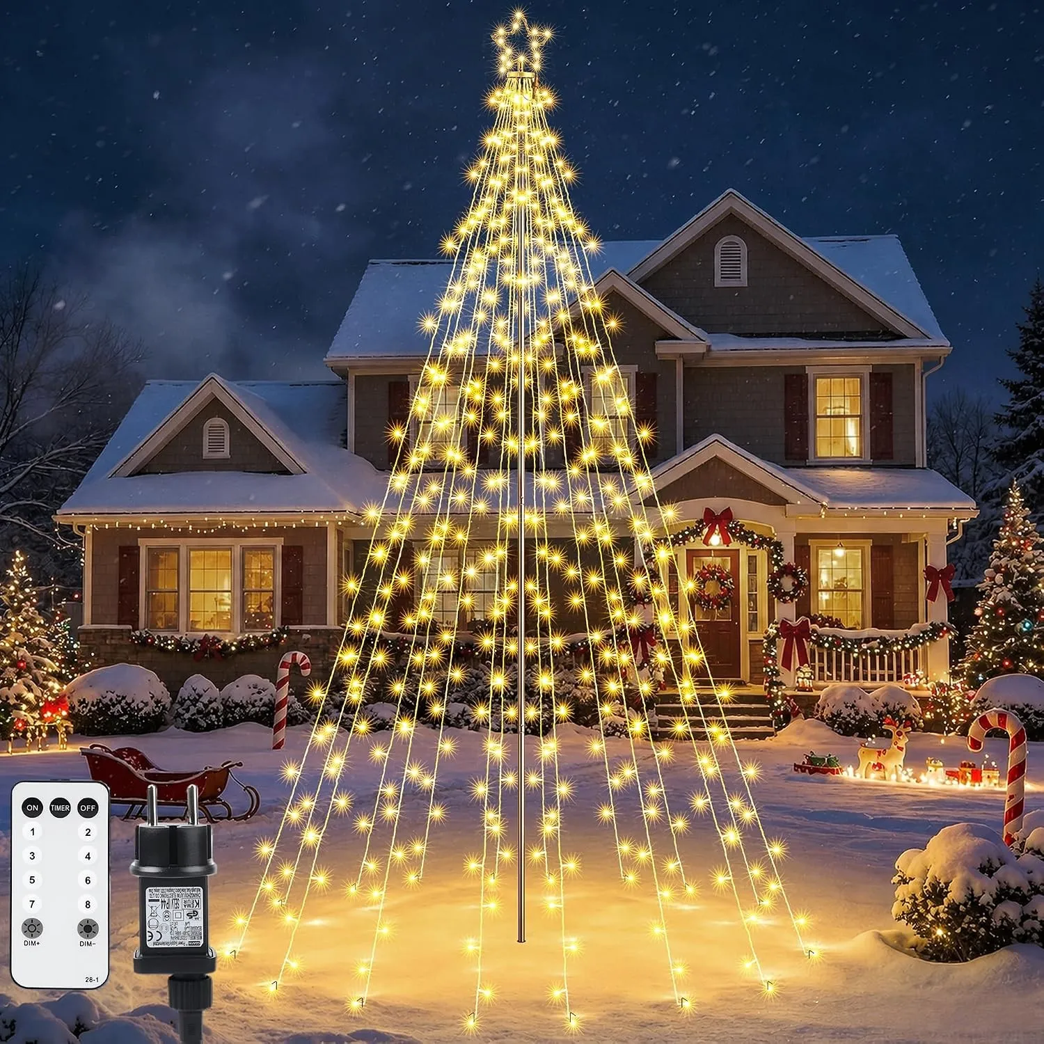 Joomer Weihnachtsbeleuchtung Außen 274 LED 2,3M Warmweiß Dimmbar