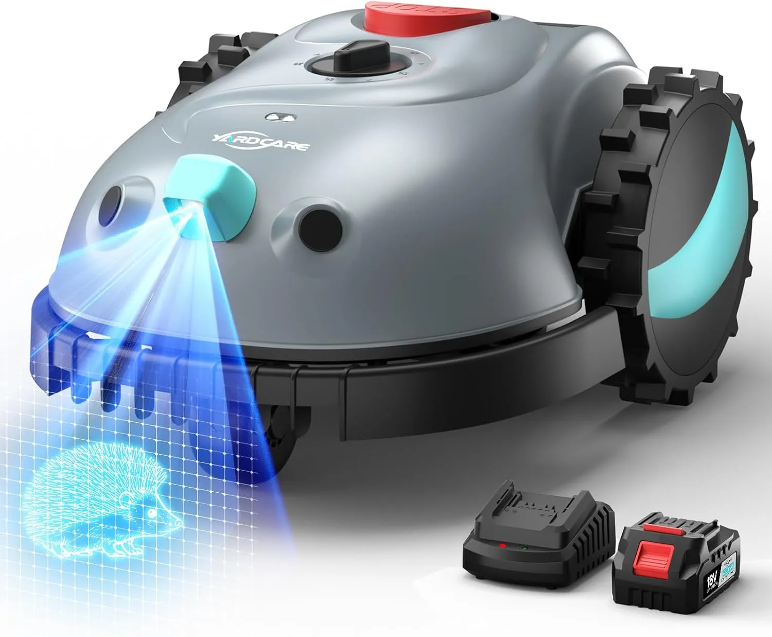 YARDCARE V100 Mähroboter ohne Begrenzungskabel Rasenroboter mit Kamera, Hindernisvermeidung, Vision Navigation, 4 Ah Ak…