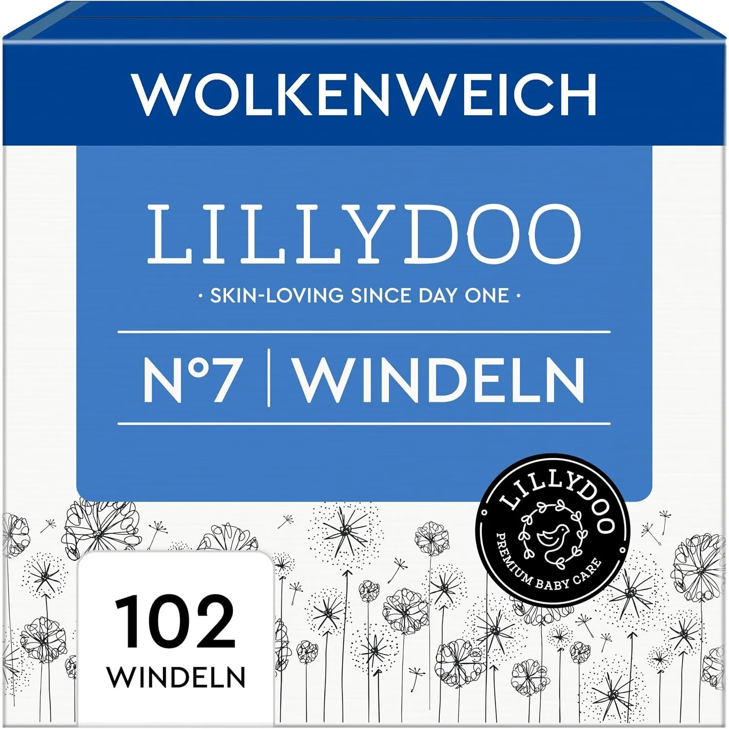LILLYDOO hautfreundliche Windeln, Monatsbox, Größe 7 (15+ kg), 102 Stück | Sicherer Auslaufschutz, Weich, Ohne Parfüme …