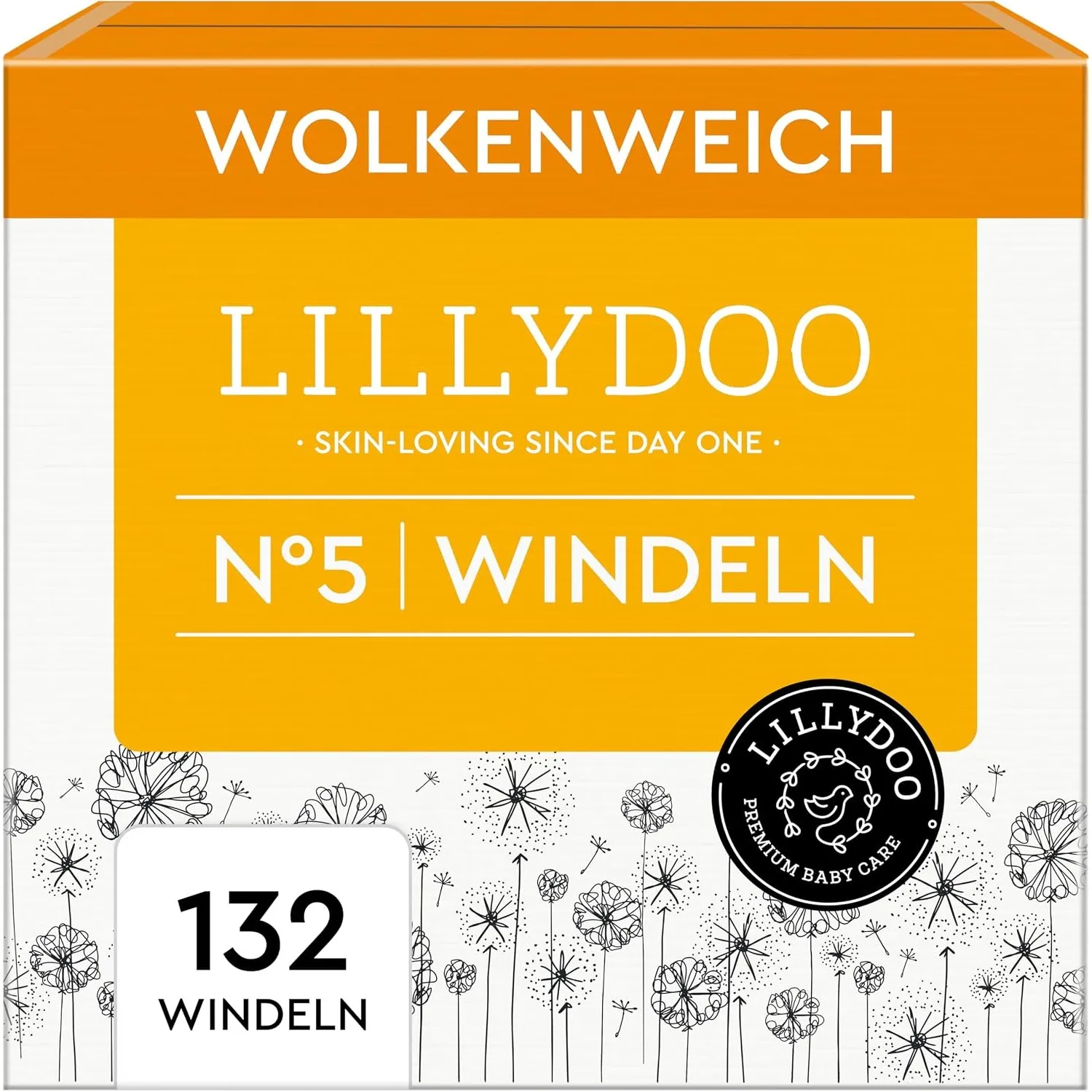 LILLYDOO hautfreundliche Windeln, Monatsbox, Größe 5 (13+ kg), 132 Stück | Sicherer Auslaufschutz, Weich, Ohne Parfüme …