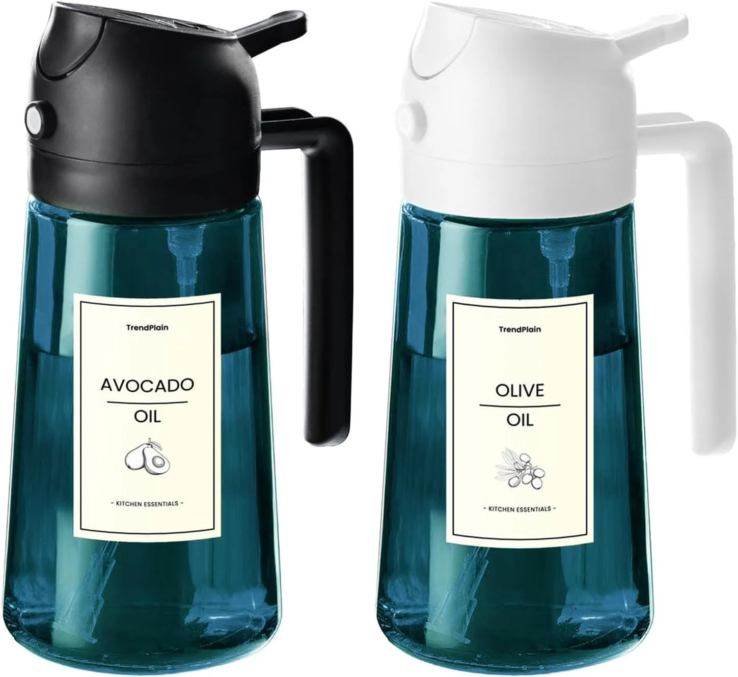 TrendPlain 16 oz Oil Sprayer for Cooking Oil - 470 ml Olive Oil Bottle - 2-in-1 Oil Dispenser and Oil Sprayer - Kitchen…