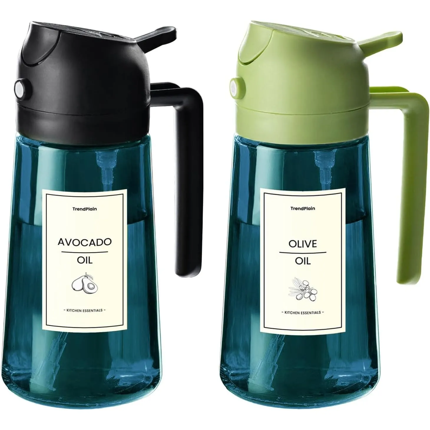 TrendPlain 16oz Ölsprüher für Speiseöl – 470ml Olivenöl Flasche – 2-in-1 Ölspender und Ölsprüher – Küchen Gadgets für K…