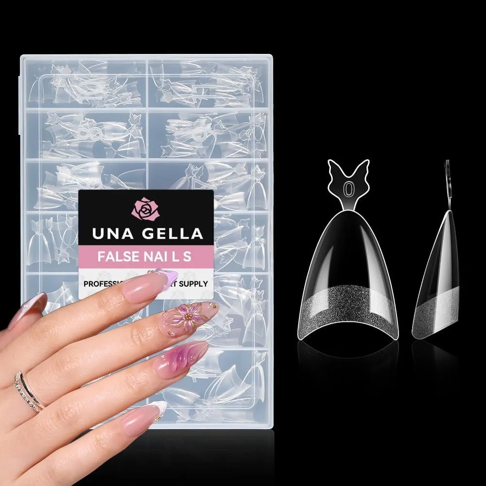UNA GELLA Mandel Nageltips, 216 Stück 12 Größen Soft Gel Halb Abdeckung Tip | Pre-buff Matte Acrylic Press-On Nails, Ei…