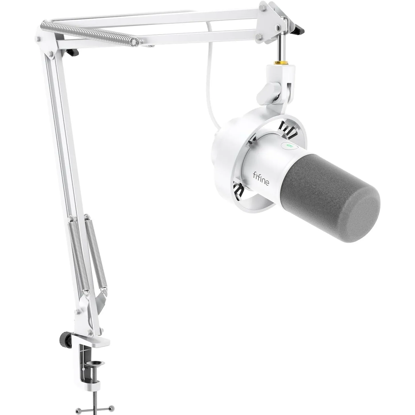 FIFINE weißes Podcast-Mikrofon-Kit, dynamisches Mikrofon mit Boom-Arm, XLR/USB-Anschluss für PC/Audio-Mixer, Gaming Mic…