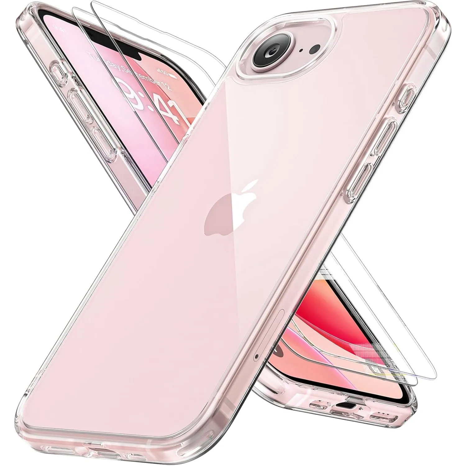 Miracase für iPhone 17e / 16e Hülle mit 2 9H+ Panzerglas, Klar-w
