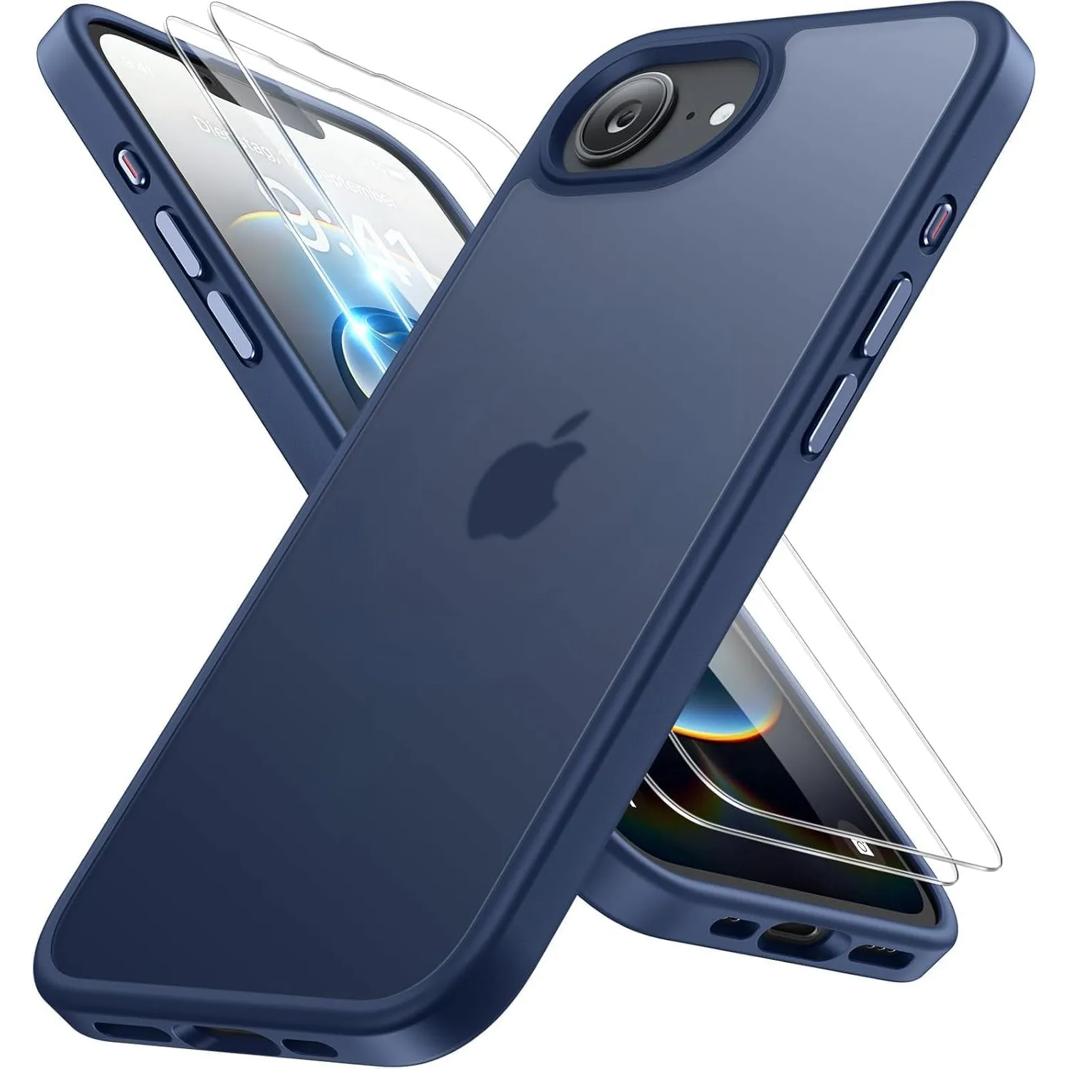Miracase für iPhone 17e / 16e Hülle mit 2 9H+ Panzerglas, Blau-w