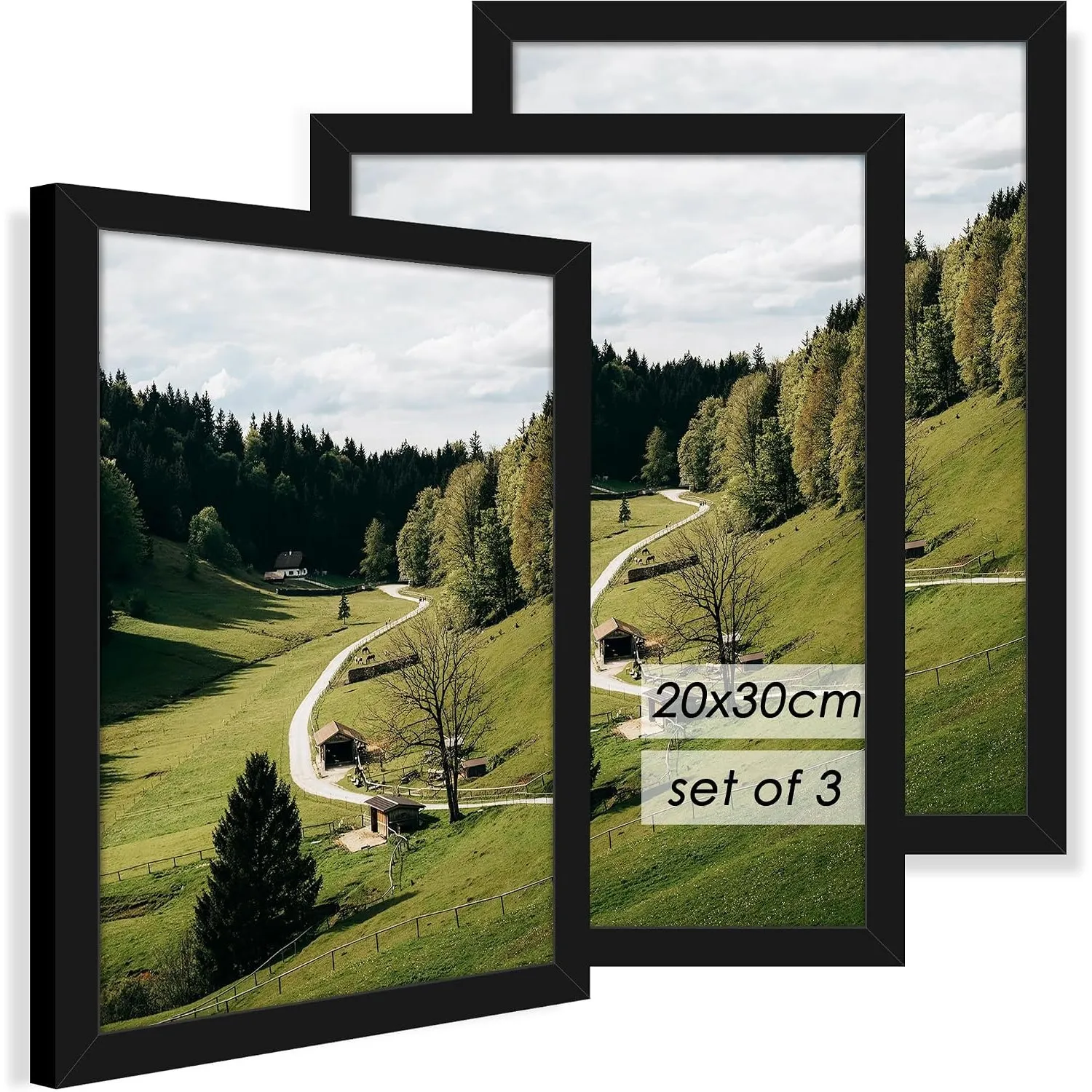 Bilderrahmen 20x30 cm 3er set, Schwarz Rahmen 30x20