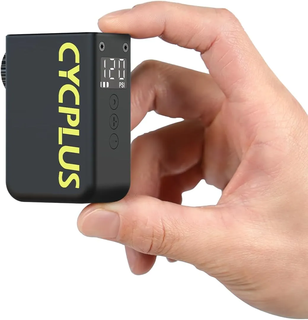 CYCPLUS AS2 Ultra Tiny Bike Pump with Pressure Gauge, Max 120 PSI Electric Mini Pump, Auto Stop with Presta and Schrade…