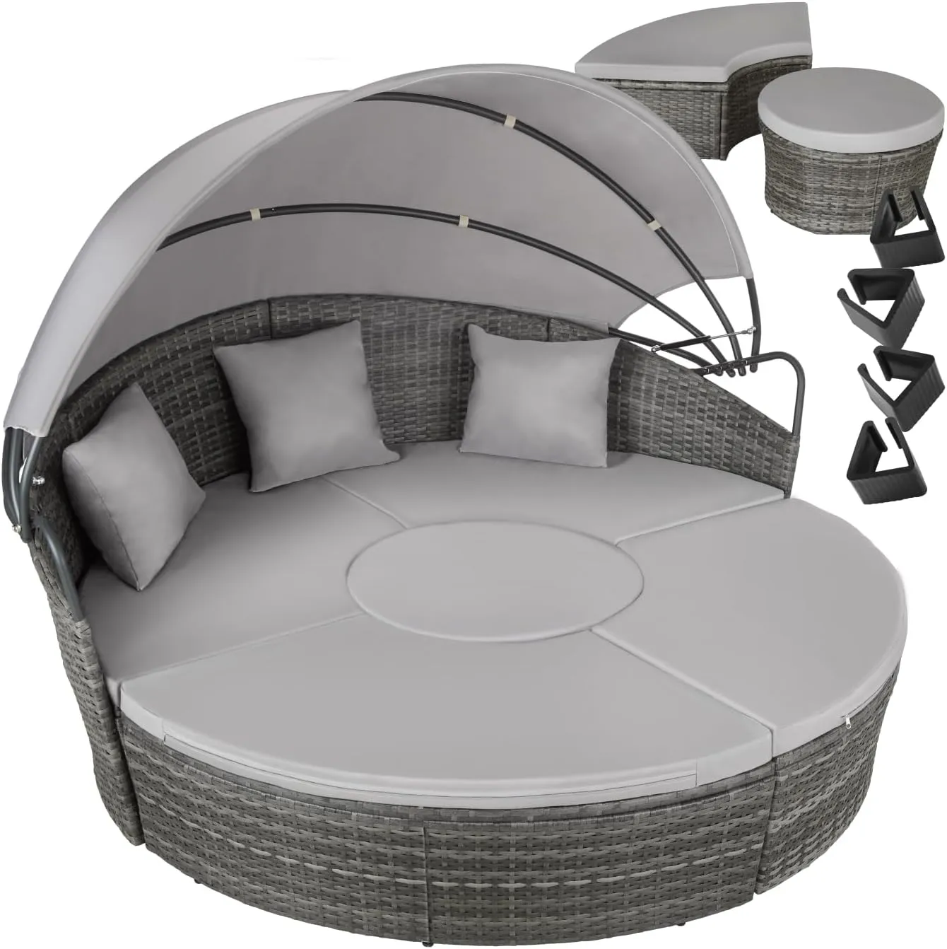tectake Lounge Shell Sun Island Outdoor Weatherproof Garden Shell Sun Lounger 2 People and More Multifunctional Patio o…