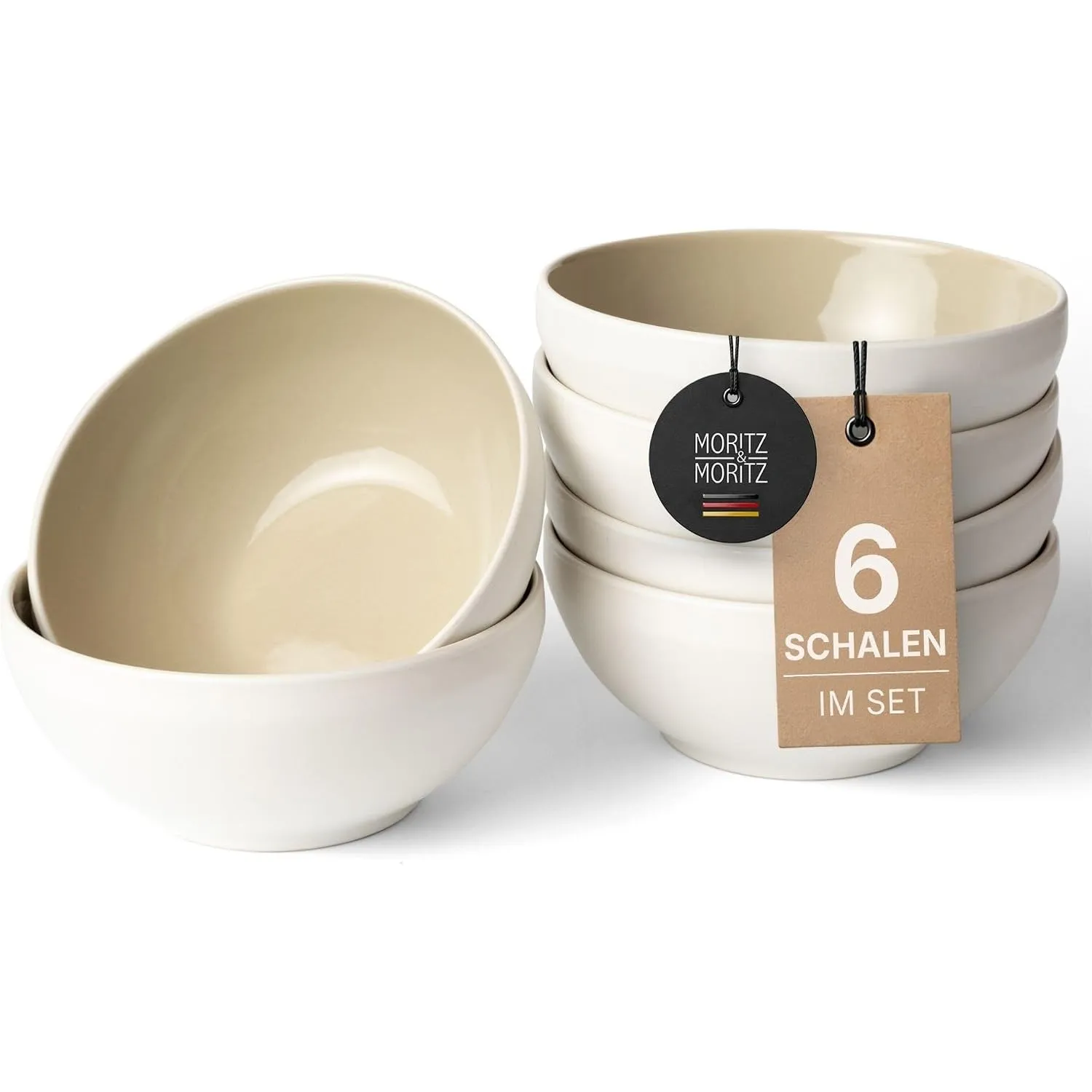 Moritz & Moritz Müslischalen 6er Sand - Stylisches und robustes Schalen Set aus Steinzeug für Müsli, Suppen & Salate - …