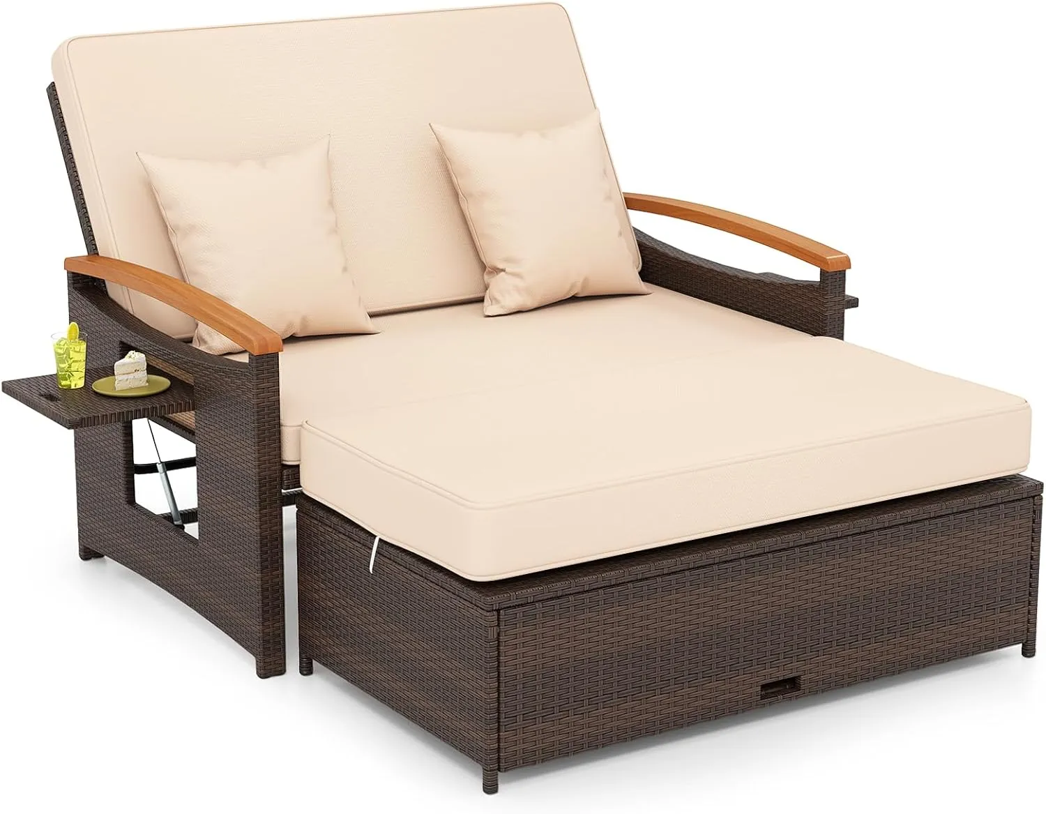 GIANTEX Outdoor Lounge Furniture, Garden Sofa with Reclining Function, Balcony Furniture, Small Balcony, Outdoor Sofa, …